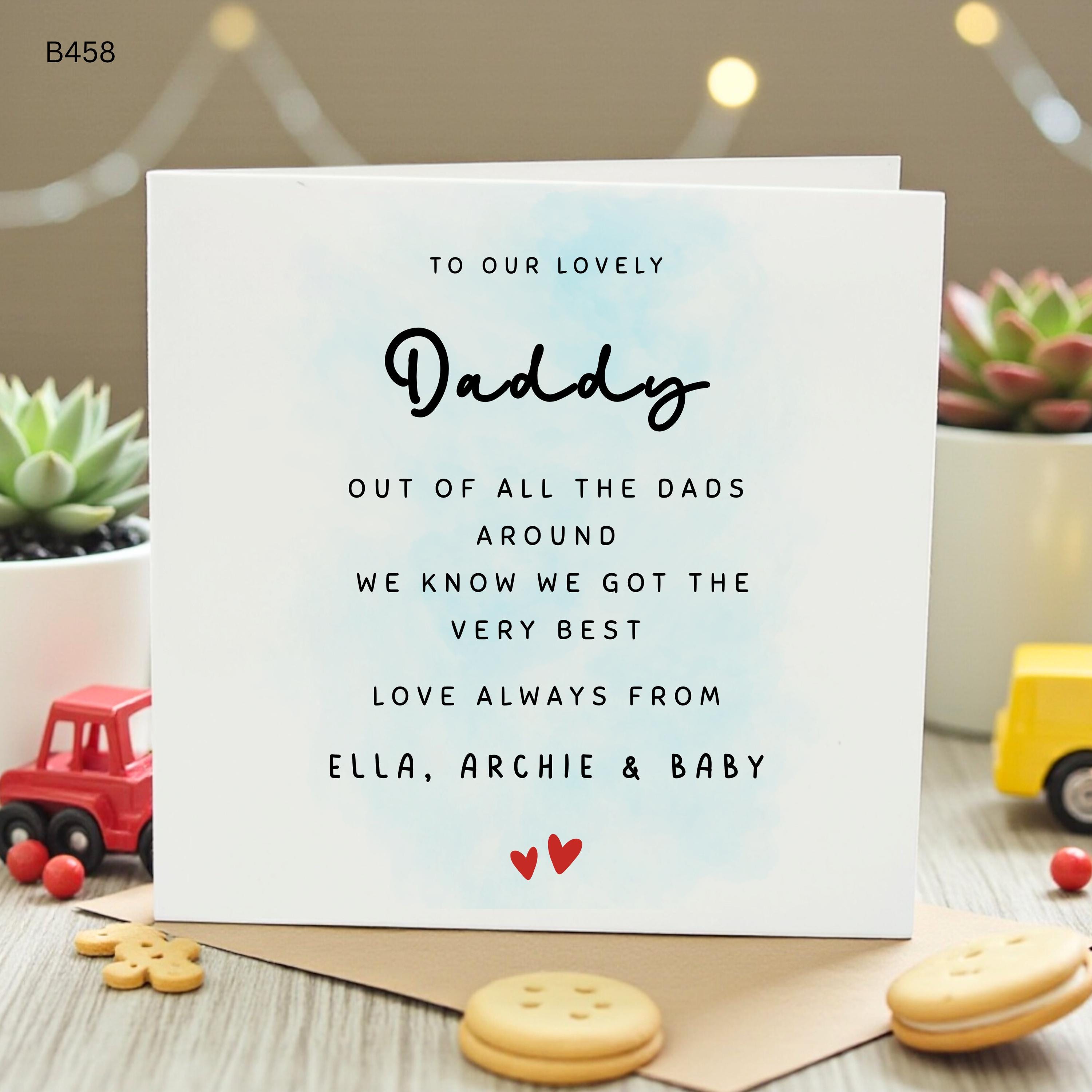 Personalised Daddy Card from Kids, Lovely Daddy Father’s Day Card, Custom Message Card from Son Daughter Baby, Best Dad Keepsake Card
