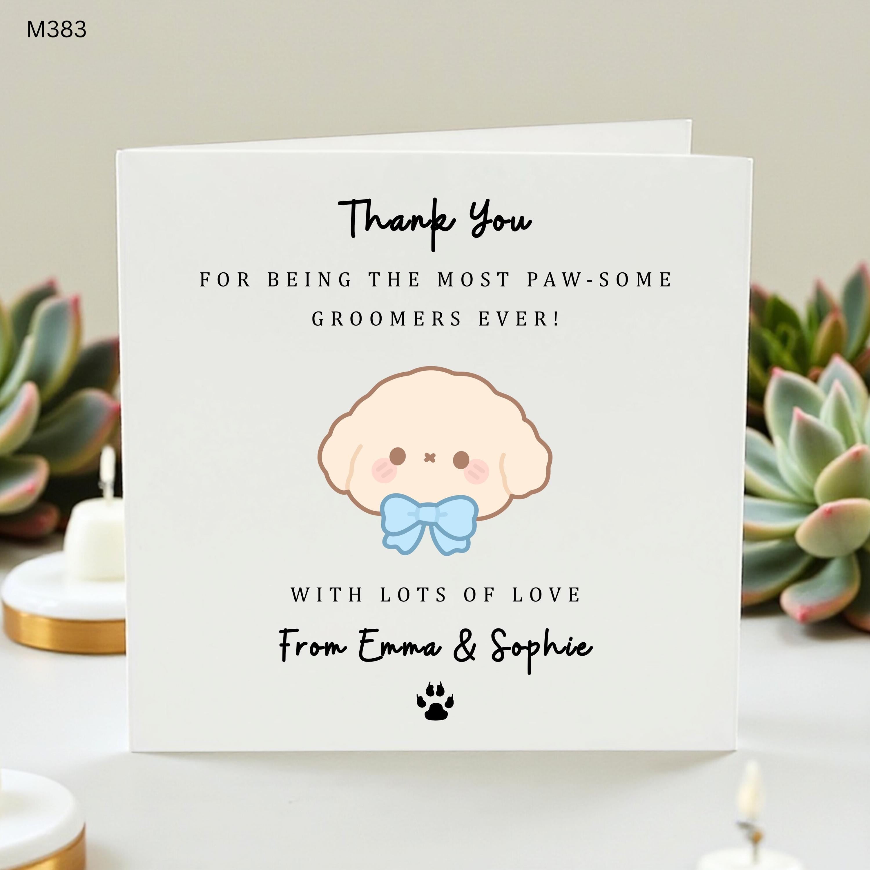 Personalized Dog Groomer Thank You Card, Pawsome Groomers Gift, Custom Pet Grooming Appreciation Card, Cute Poodle Puppy Card, From The Dog
