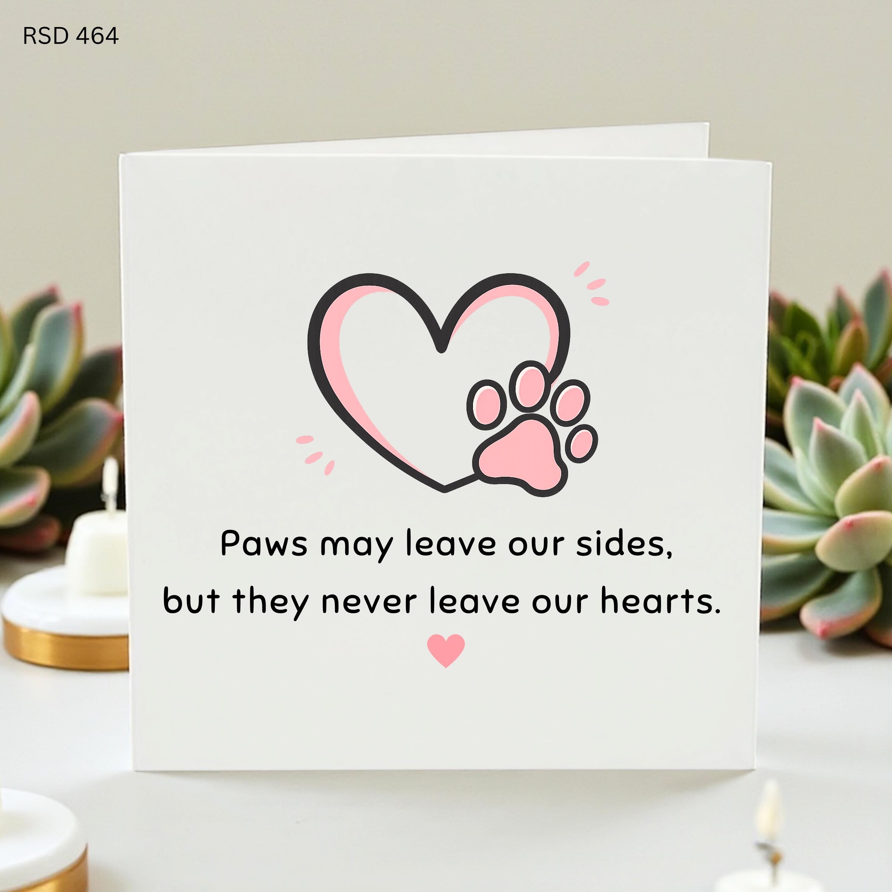 Pet Loss Sympathy Card: Paw Prints on Our Hearts - Dog Cat Memorial