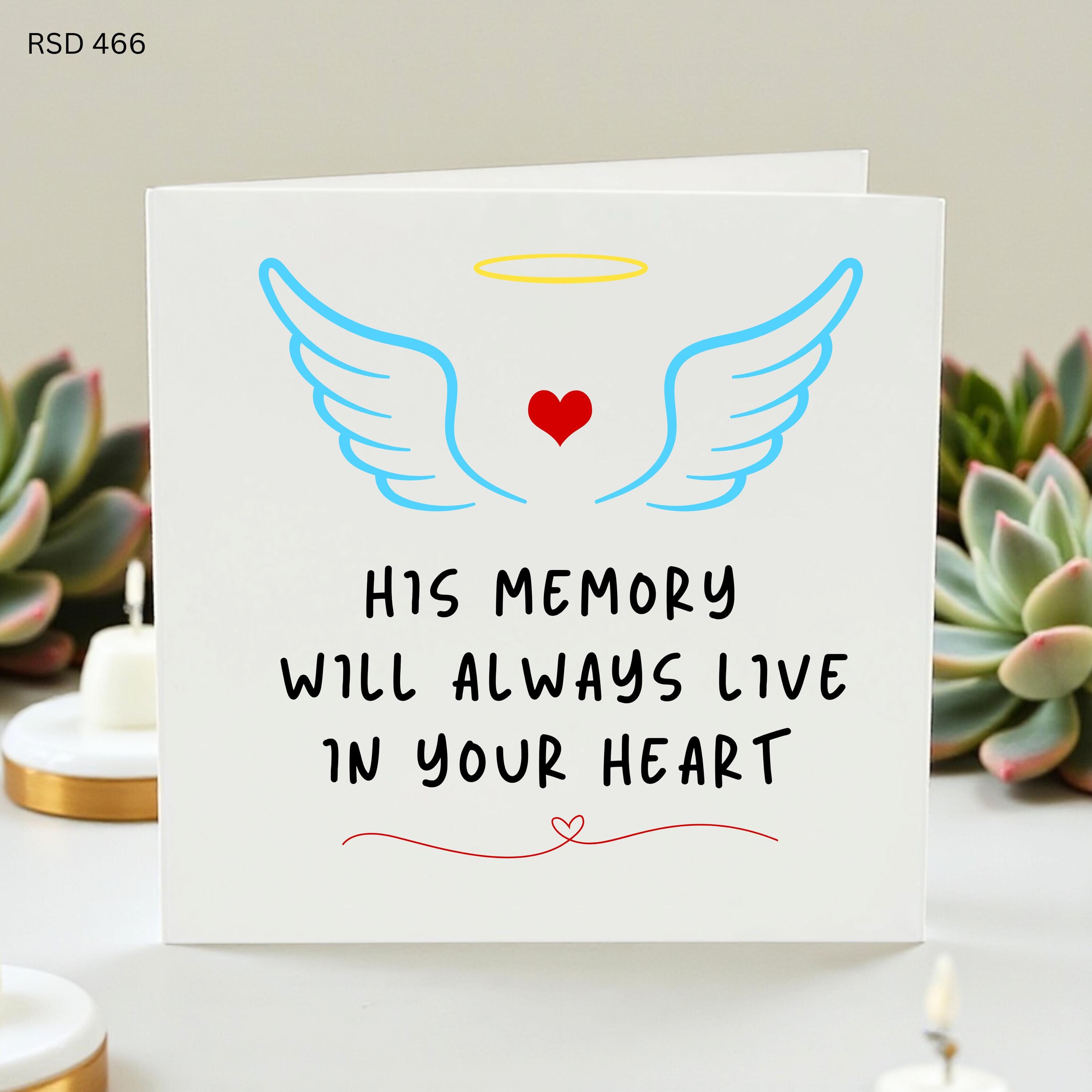 Personalized Sympathy Card for Loss of Husband or Father, His Memory Will Always Live In Your Heart Condolence Card, Memorial Gift