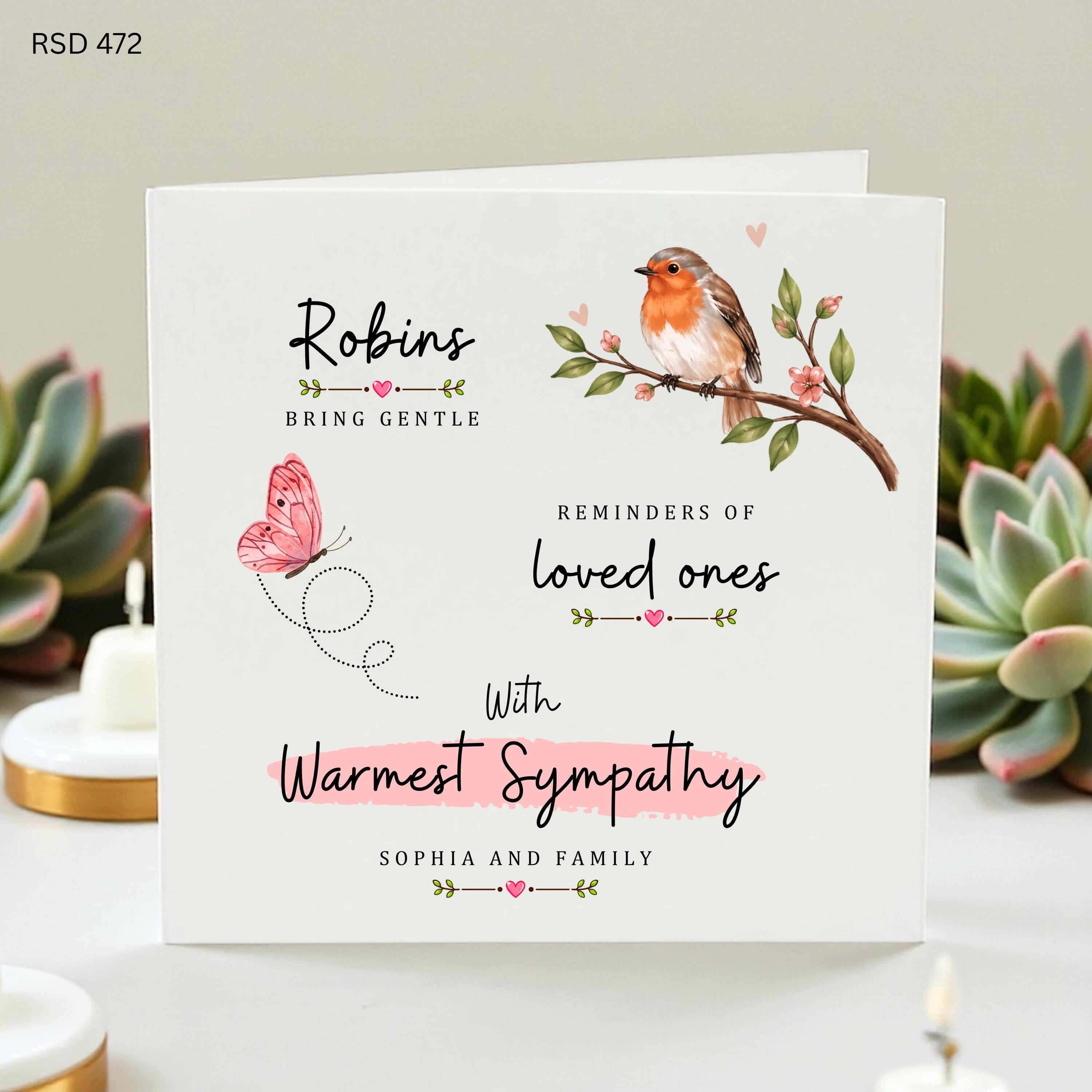 Personalized Robin Sympathy Card, Robins Bring Gentle Reminders of Loved Ones Condolence Card, Warmest Sympathy Memorial Gift, Bereavement