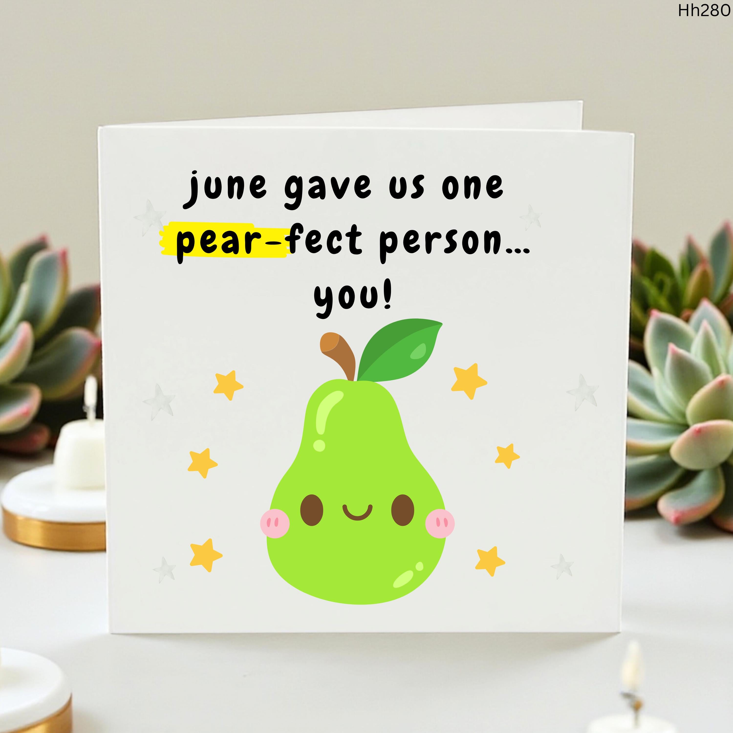 June Birthday Card For Kids, Cute Pear Birthday Card, Pear-fect Person Card, Personalised Daughter Granddaughter Niece Card