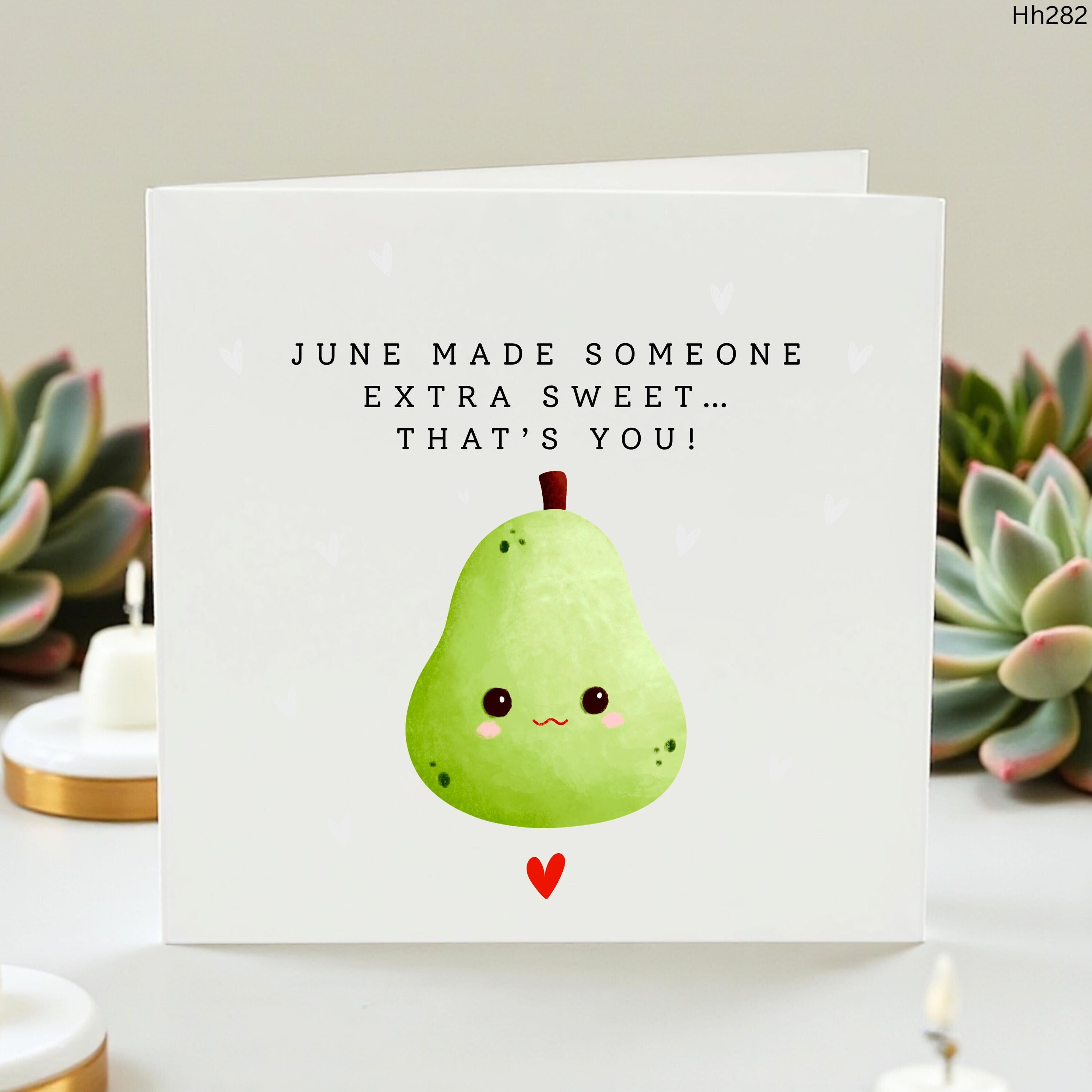June Birthday Card For Kids, Cute Pear Birthday Card, Extra Sweet Birthday Card, Personalised Daughter Granddaughter Niece Card
