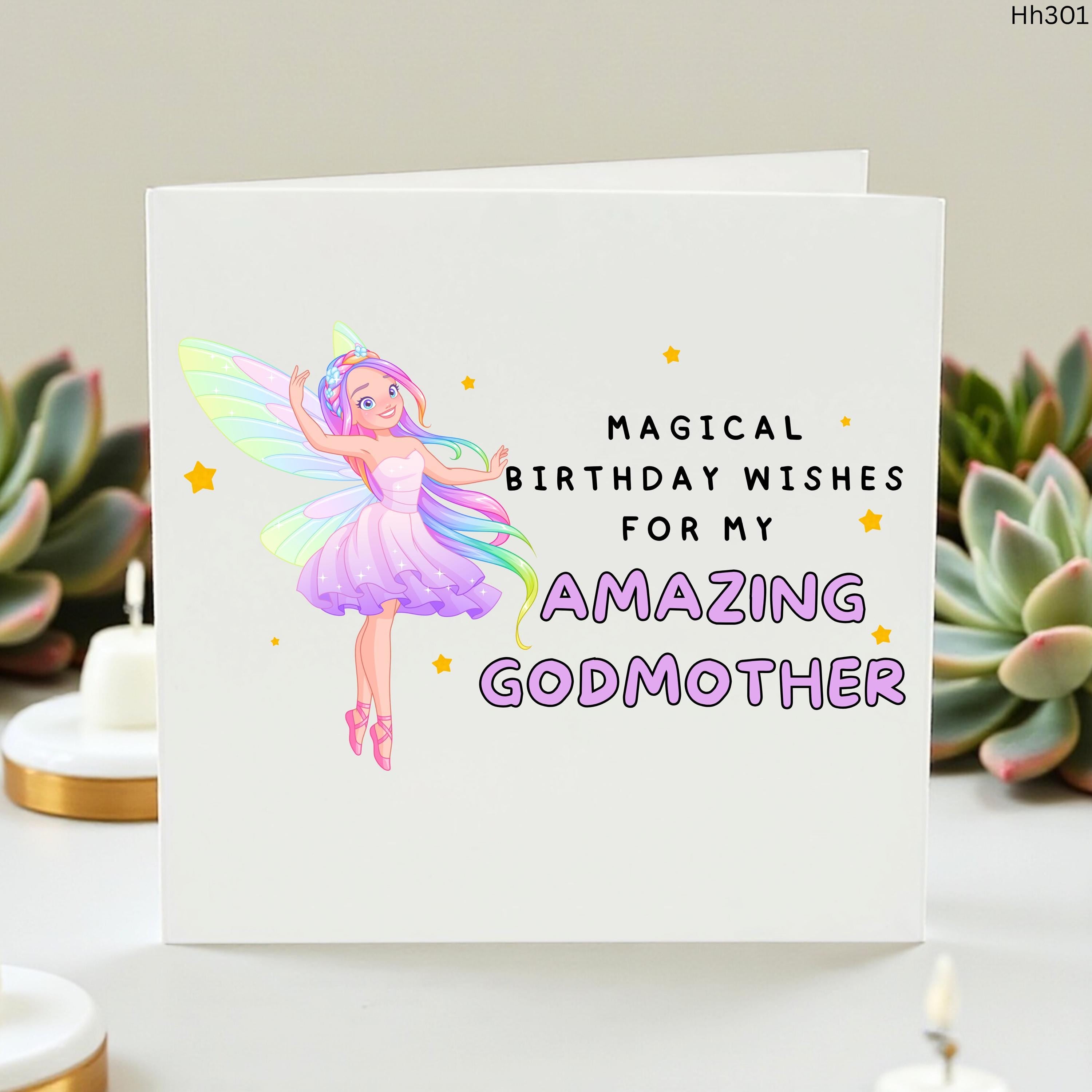 Godmother Birthday Card, Magical Fairy Birthday Card For Godmother, Amazing Godmother Card, Personalised Fairy Birthday Card