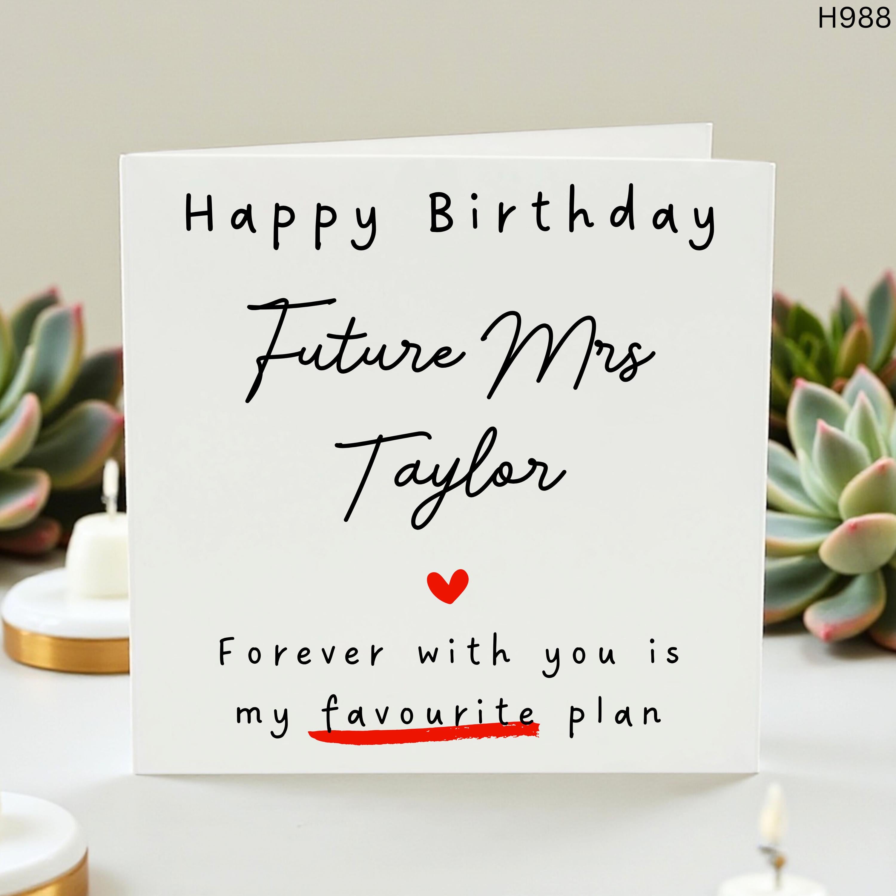 Personalized Happy Birthday Future Mrs Card - Custom Fiancee Birthday Card with Name - To Be Bride Birthday Gift - Forever With You Card