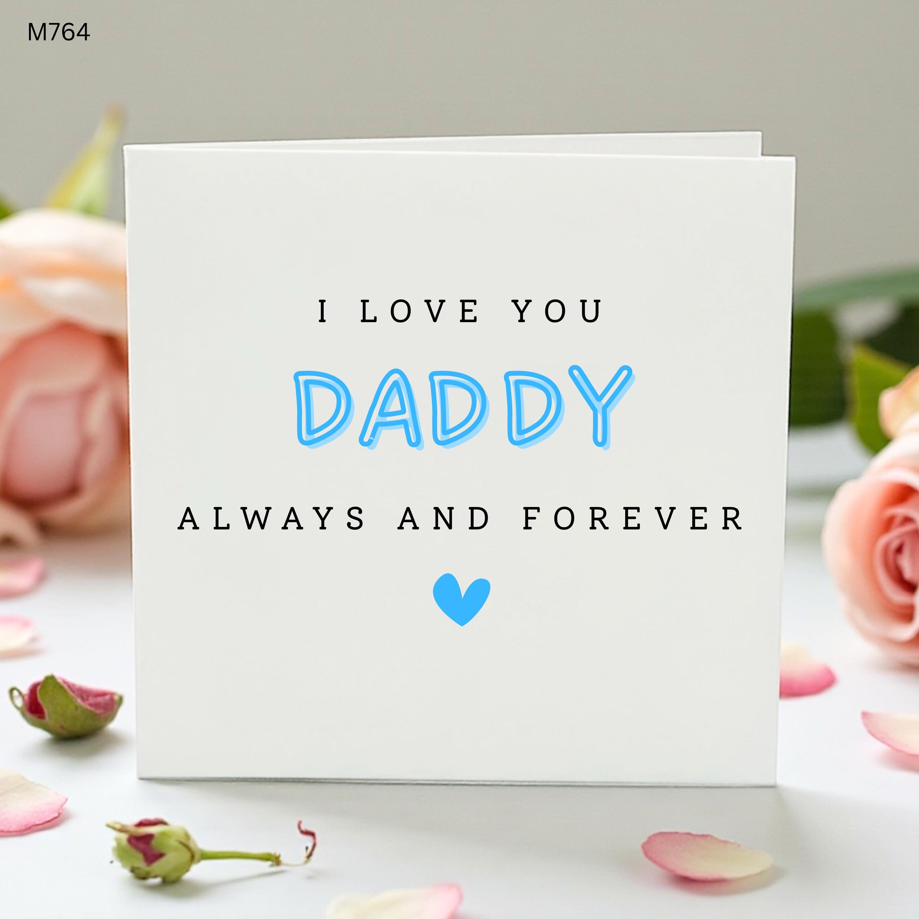 Daddy Card From Son Daughter, I Love You Daddy Card, Father’s Day Card, Dad Birthday Card, Always And Forever Dad Card, Cute Blue Heart Card