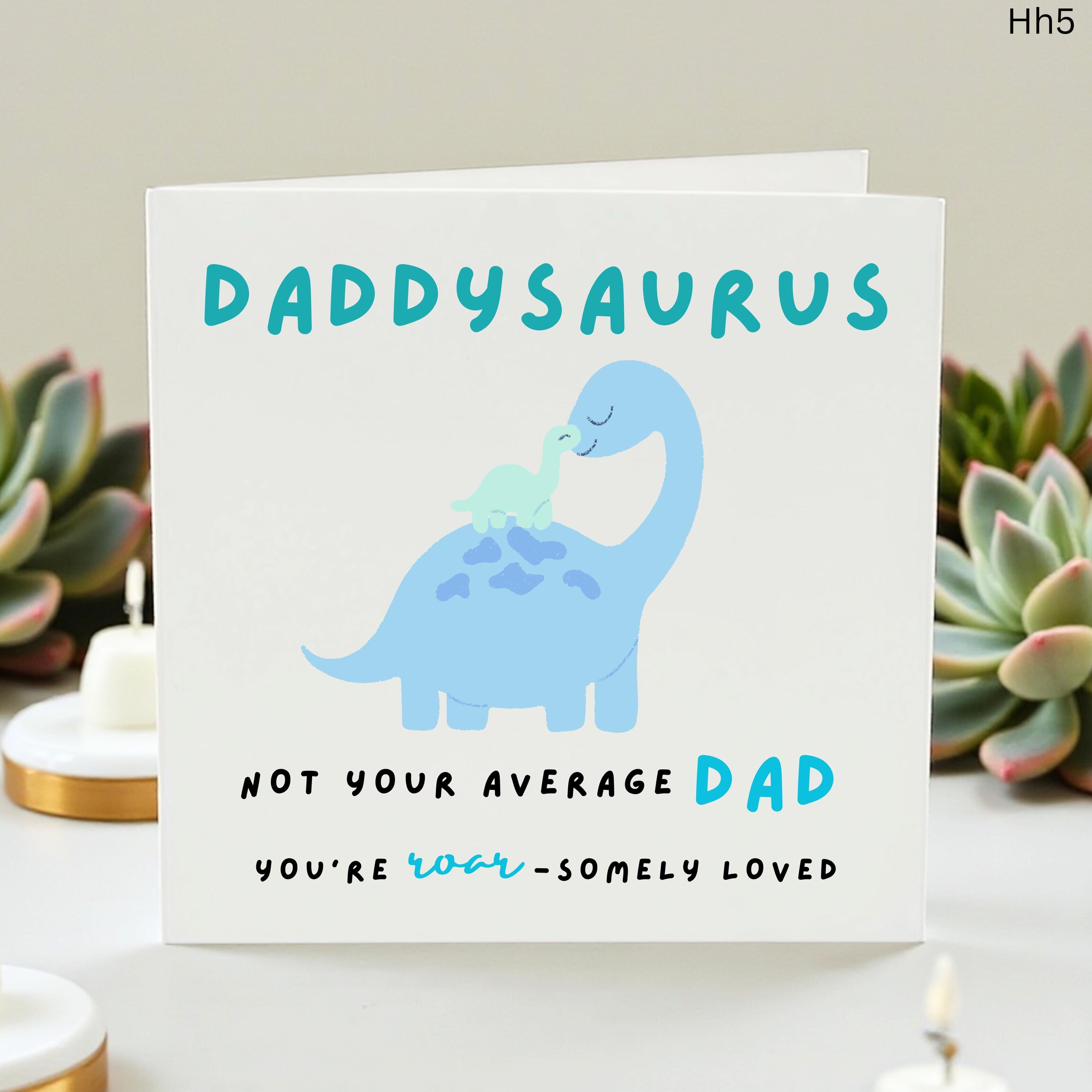 Daddysaurus Card for Dad, Cute Dinosaur Father's Day Card from Kids, Roarsome First Father's Day Gift for New Dad, Fun Birthday Card for Him
