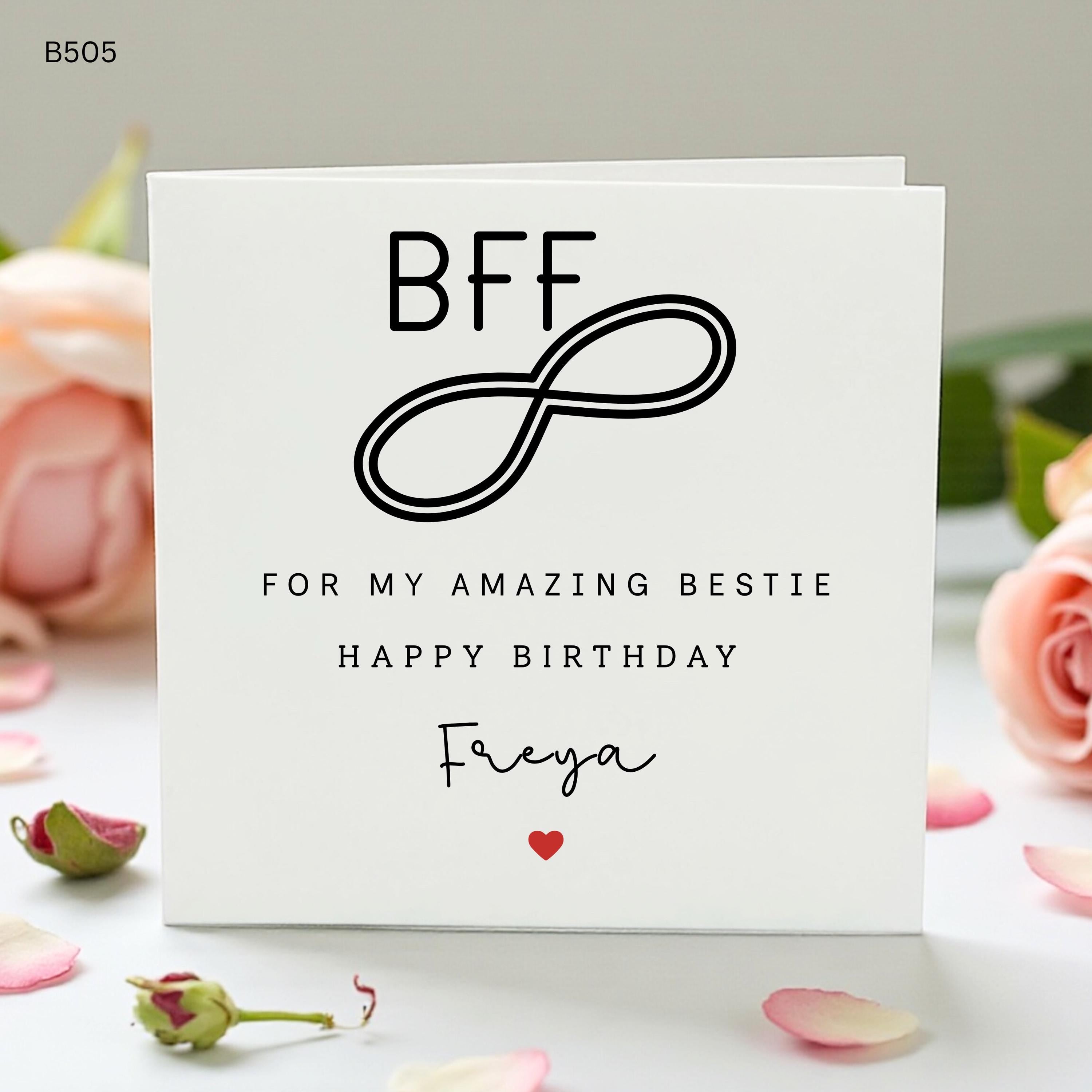 Personalised BFF Birthday Card for Bestie, Infinity Best Friend Card, Custom Name Birthday Card, Amazing Bestie Gift