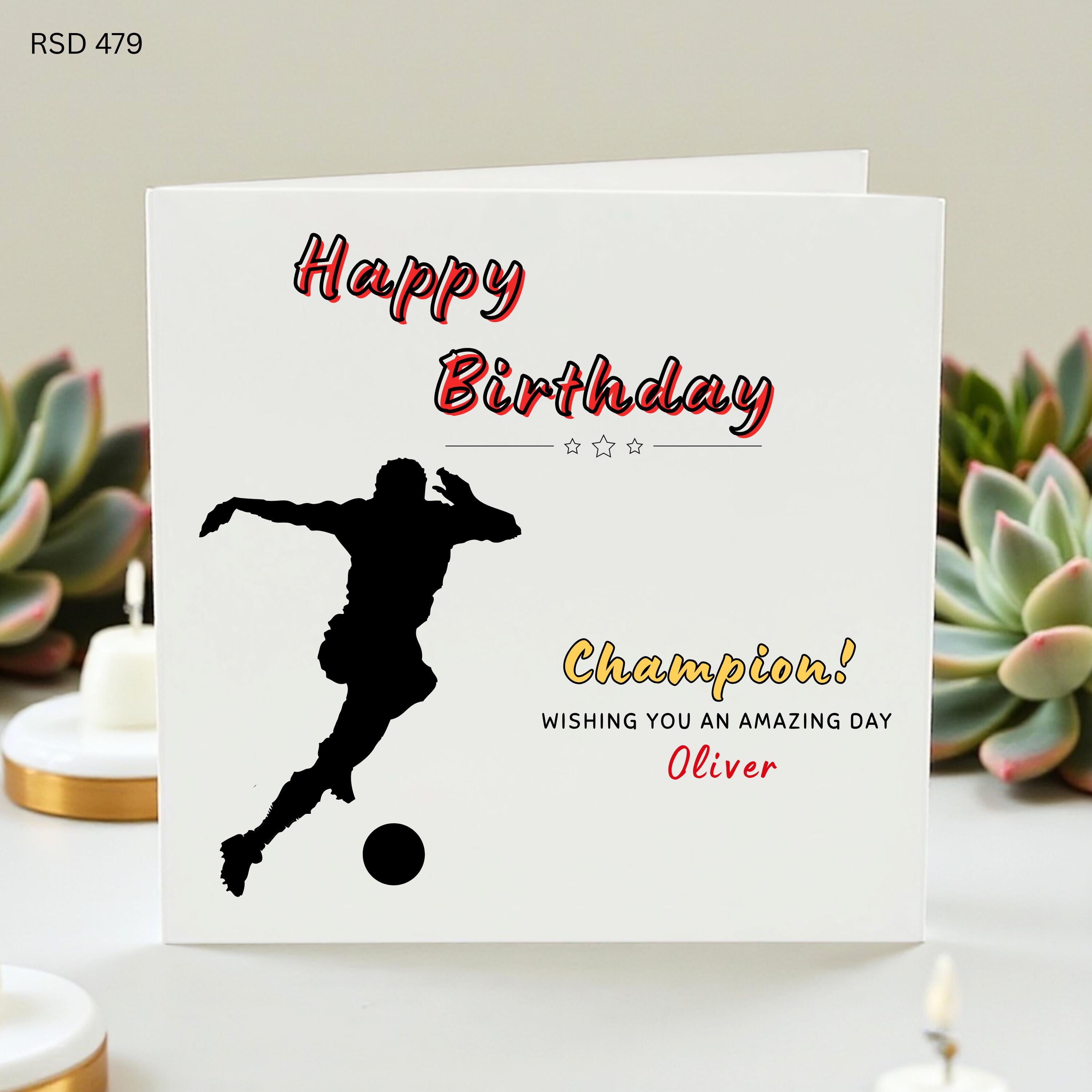 Personalized Football Birthday Card for Boys, Custom Name Soccer Greeting Card for Son, Cute Champion Sports Birthday Gift,Card for Football