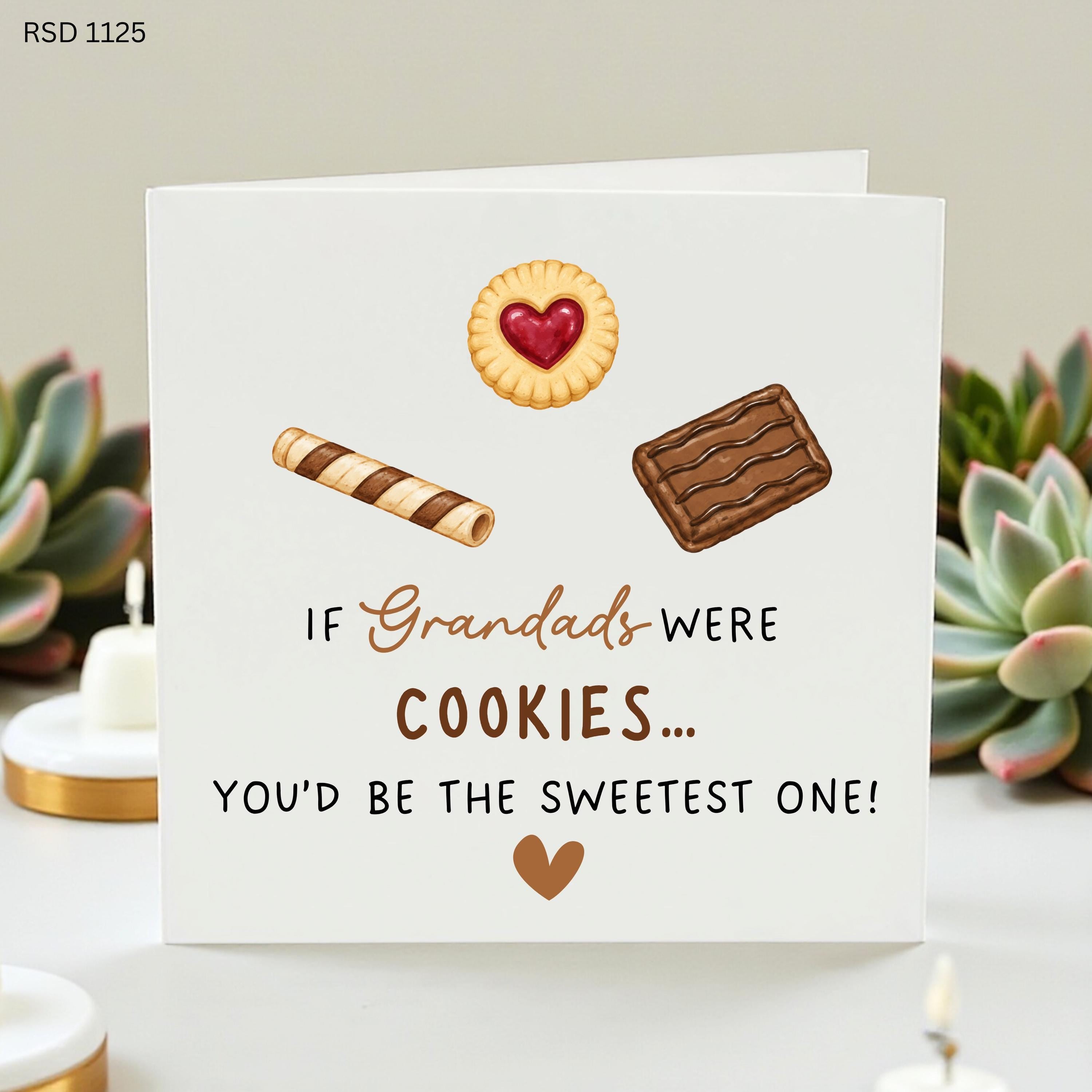Grandad Birthday Card, Sweetest Grandad Cookie Card, Cute Grandpa Card, Personalised Grandad Gift From Grandchild