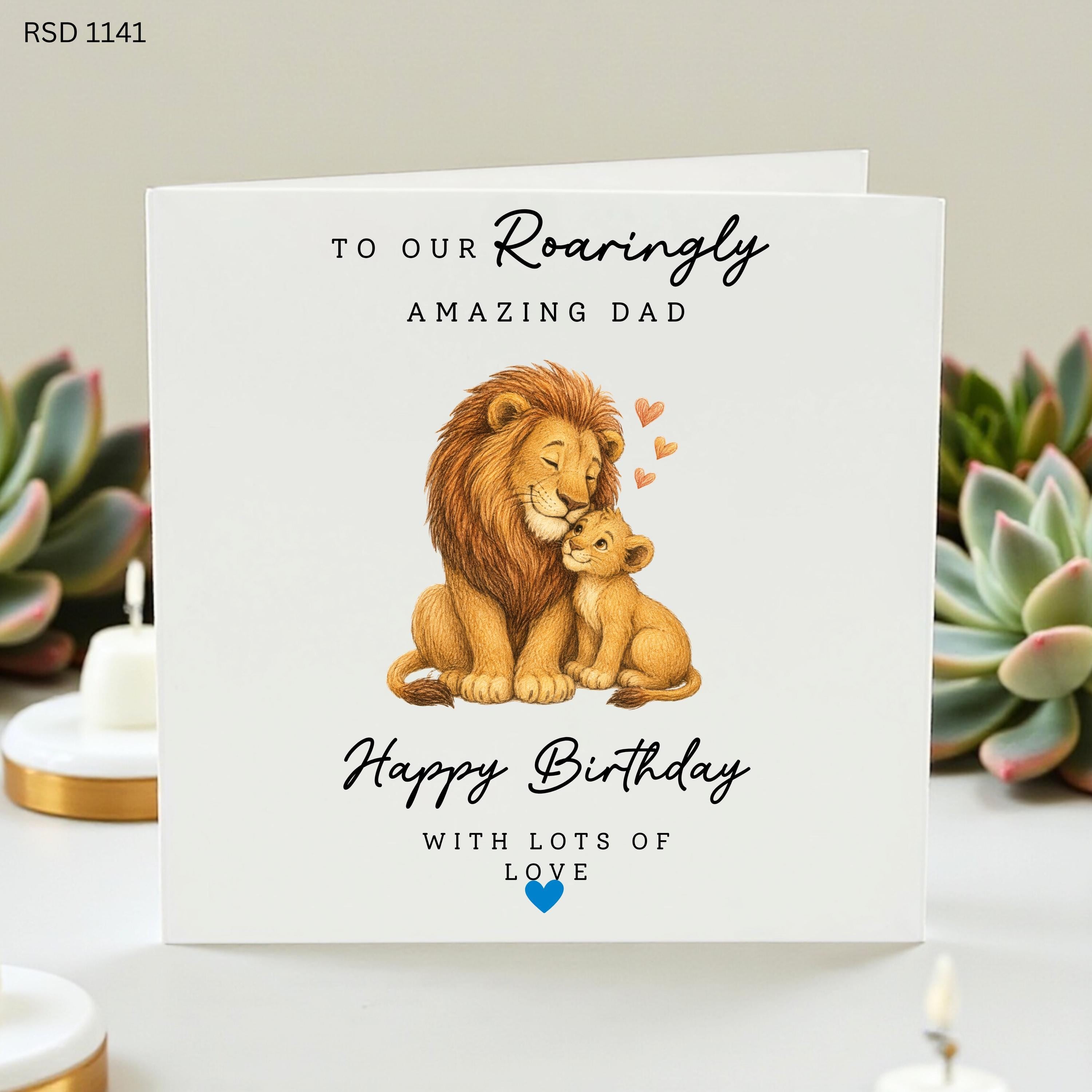Dad Birthday Card, Lion Dad Card, Roaringly Amazing Dad, Personalised Daddy Card From Kids, Cute Animal Birthday Gift