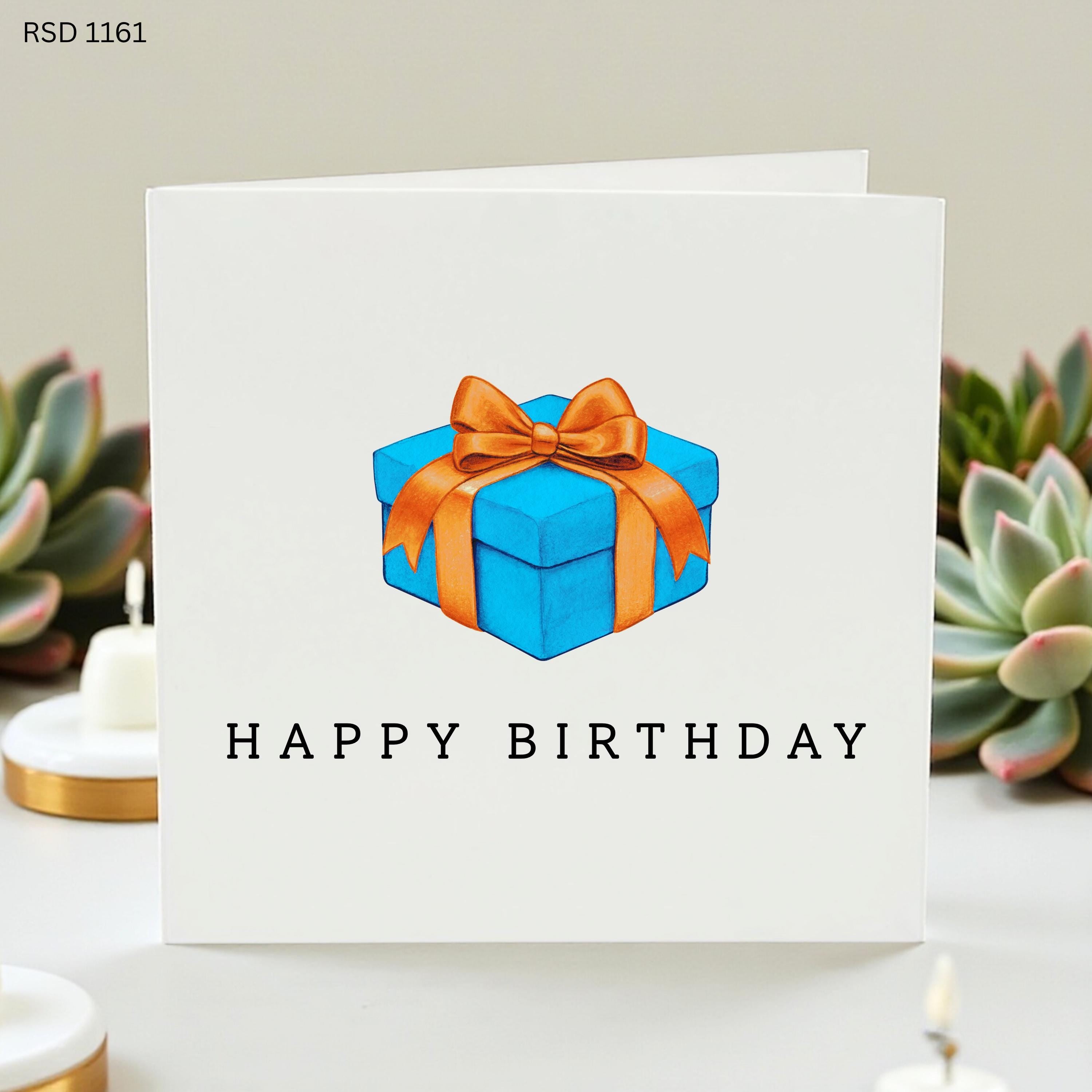 Birthday Card, Cute Gift Box Birthday Card, Simple Happy Birthday Card, Minimalist Birthday Card For Her Him Friend Family