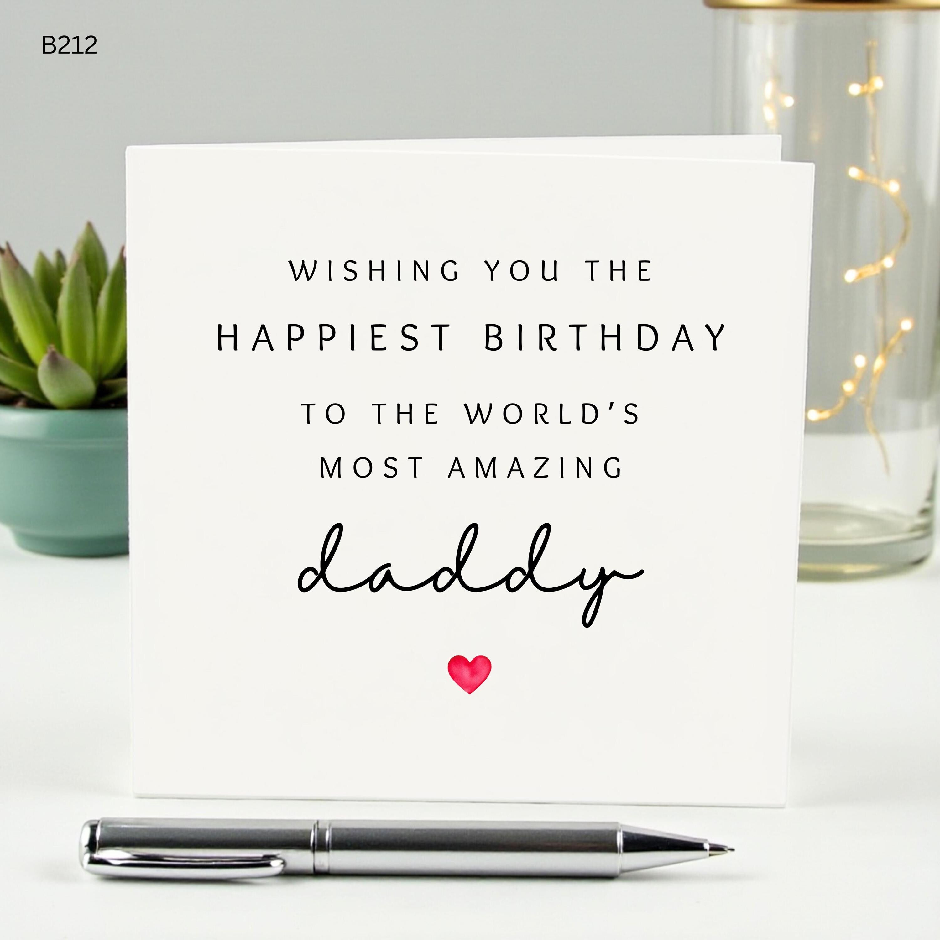 World's Most Amazing Daddy Birthday Card, Personalized Card for Dad, Custom Name Gift from Daughter Son, Happy Birthday Daddy Heart Card