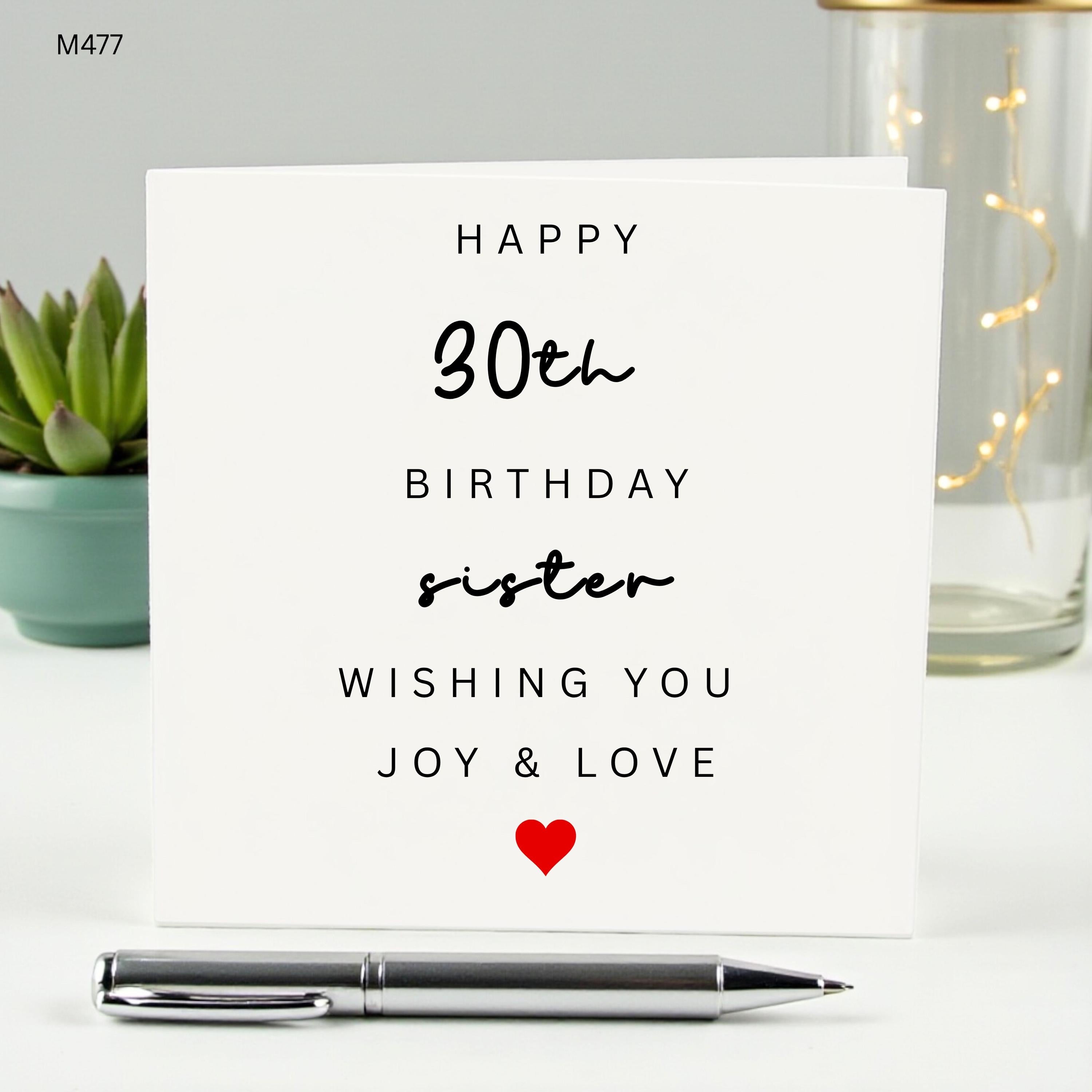 30th Birthday Card for Sister, Happy 30th Birthday Sister, Thirty and Thriving Milestone Card, Minimalist Sister Birthday Gift, Joy and Love
