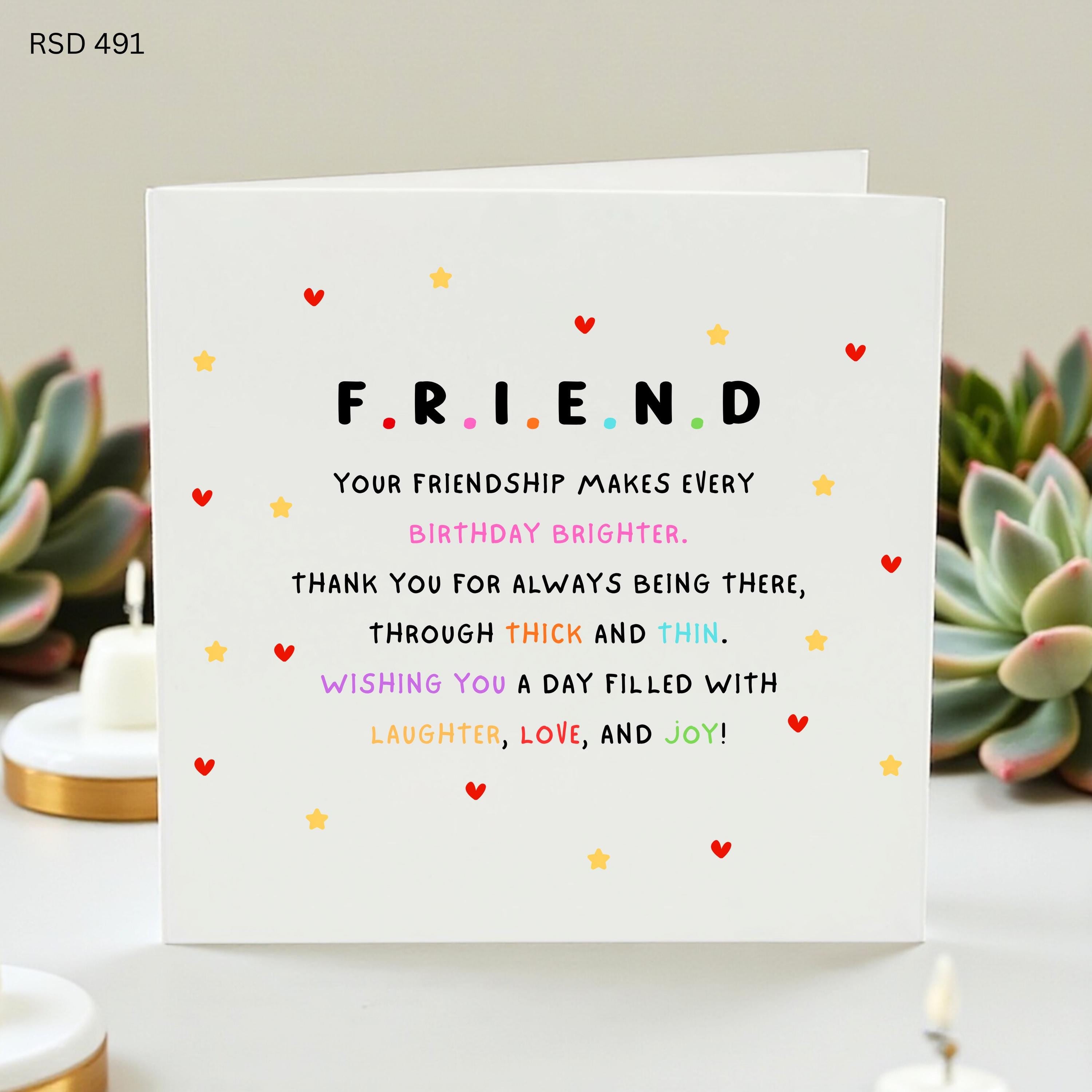 Best Friend Birthday Card, Personalised Friend Card, Friendship Birthday Wishes Card, Cute Heart Card for Bestie, Female Friend Gift