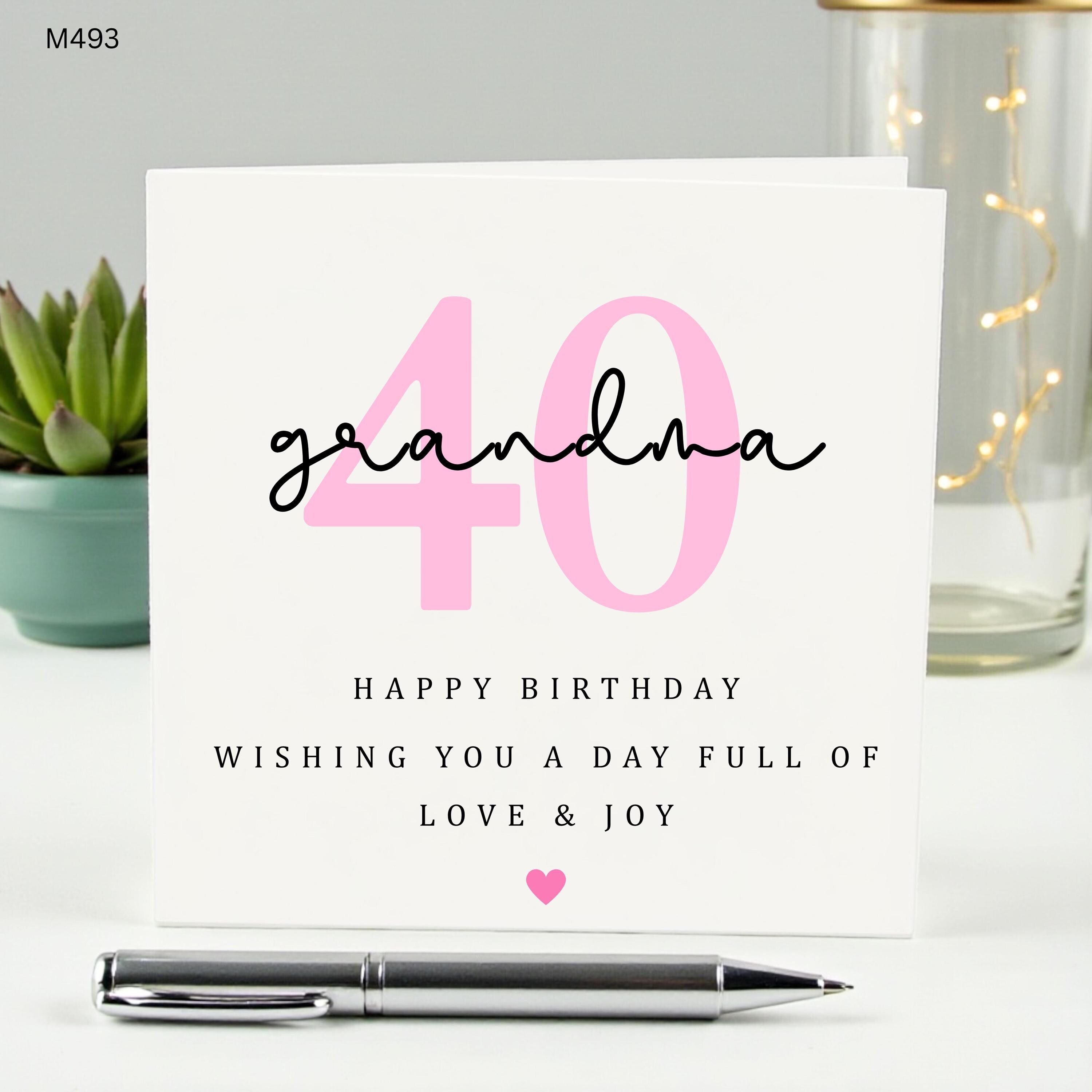 Personalized 40th Birthday Card for Grandma, Custom 40 Birthday Card for Nan, Forty Birthday Gift for Her, Pink Milestone Grandma Card