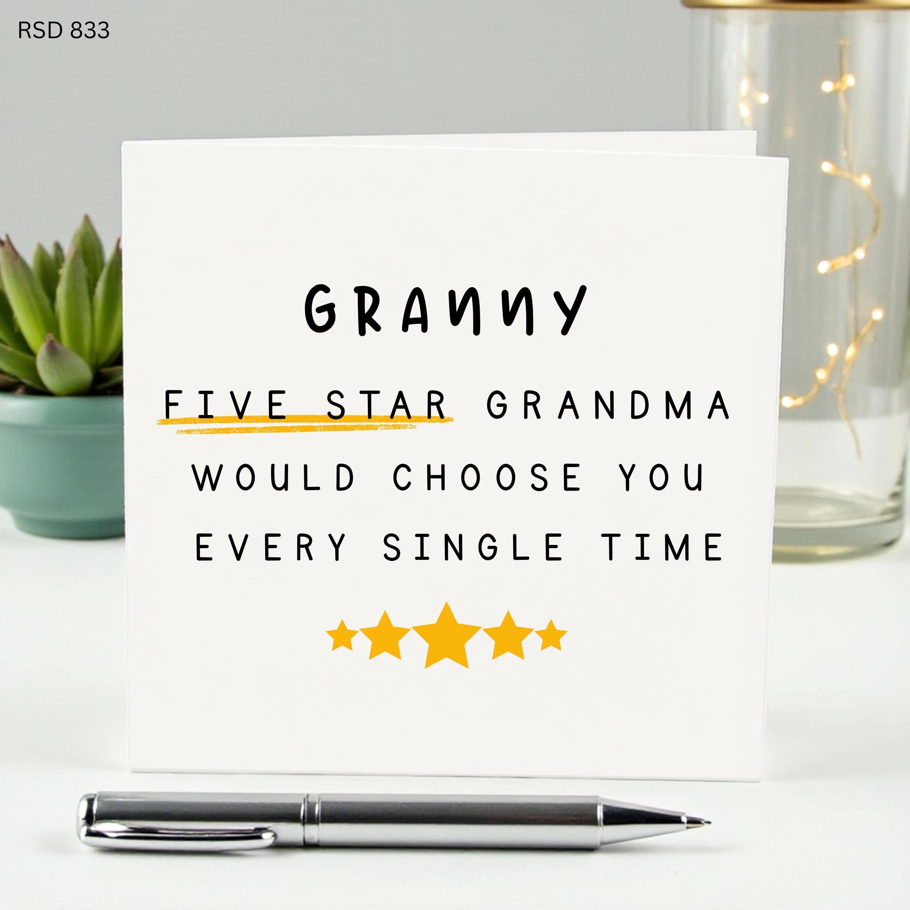 Five Star Grandma Birthday Card, Best Granny Ever Card, Funny Mother’s Day Card for Nana Nanny, 5 Star Review Grandmother Card, Best Nan