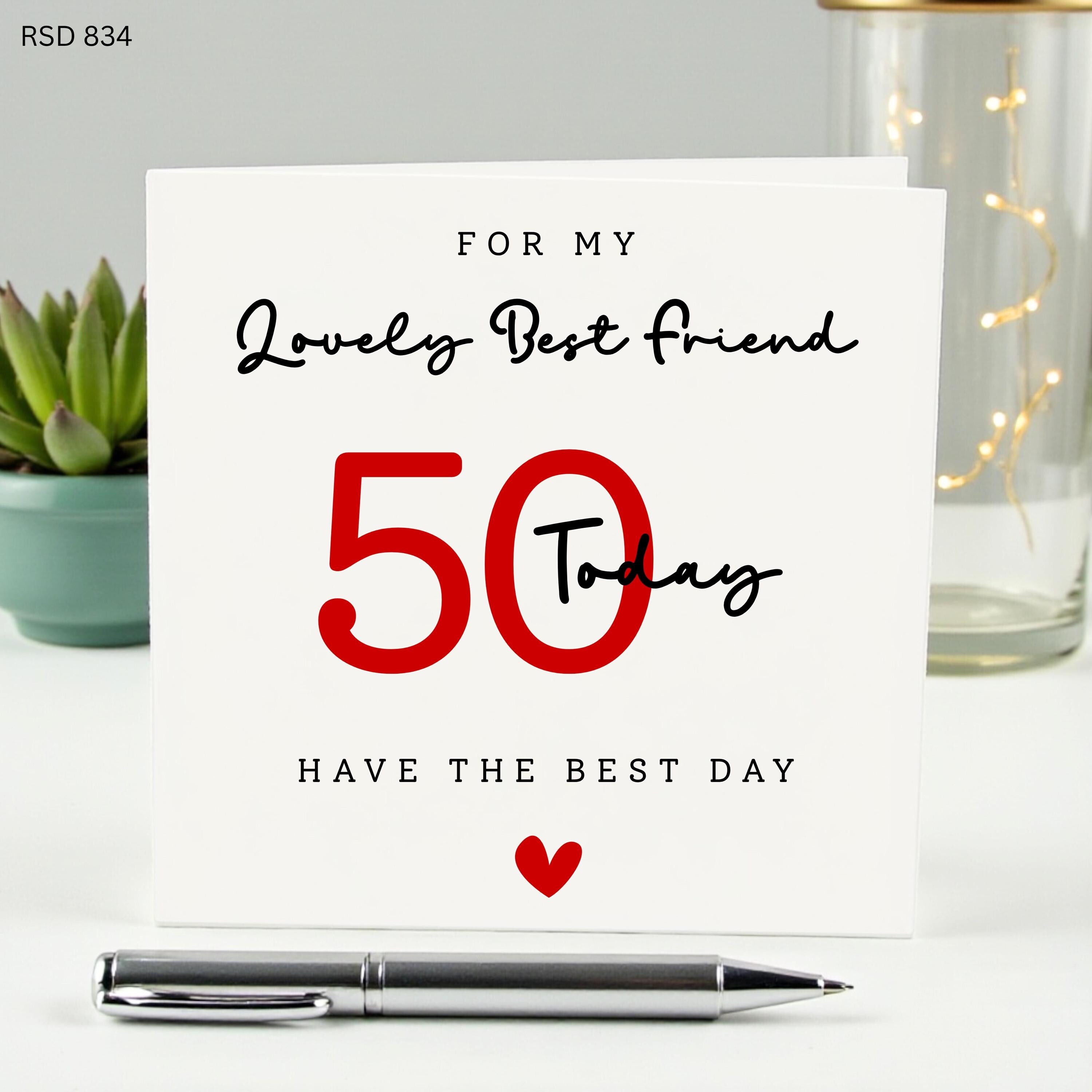 Lovely Best Friend 50th Birthday Card, 50 Today Milestone Card for Her, Special Bestie Fifty Birthday, Happy 50th Birthday Card for Friend