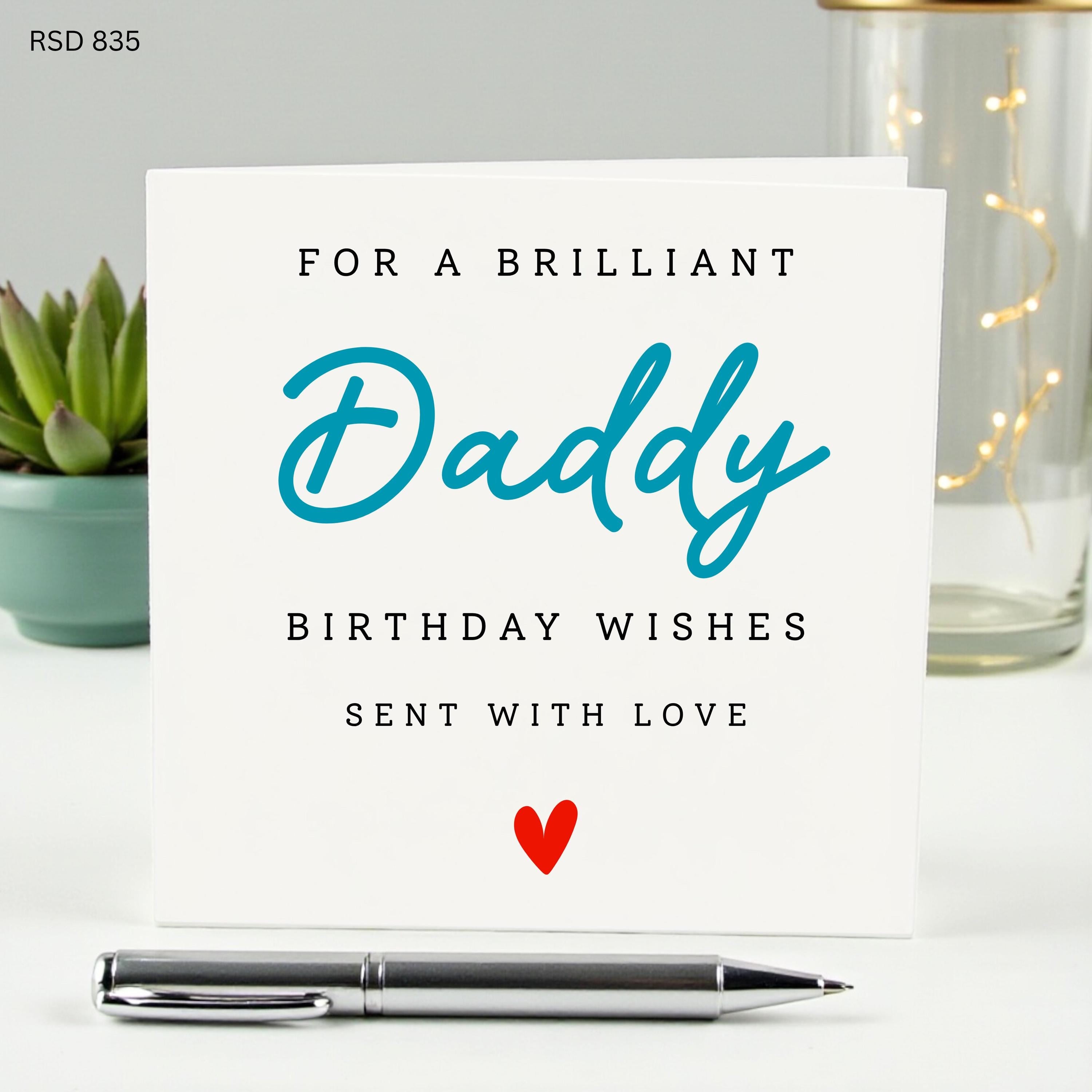 Brilliant Daddy Birthday Card, Special Birthday Wishes for Dad from Kids, Fatherās Day Card for Daddy, Sent With Love Card for Him, Teal