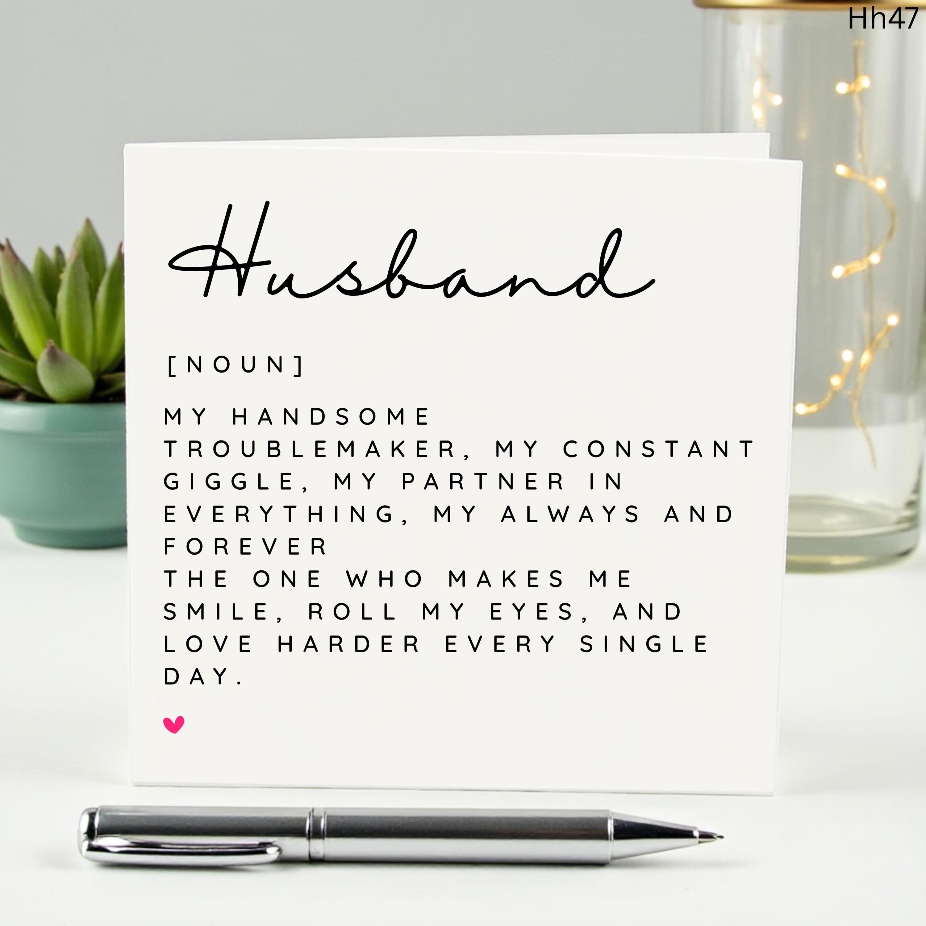 Husband Definition Card, Funny Anniversary Card for Husband, Cute Birthday Card for Him, Meaningful Husband Gift, Partner in Everything
