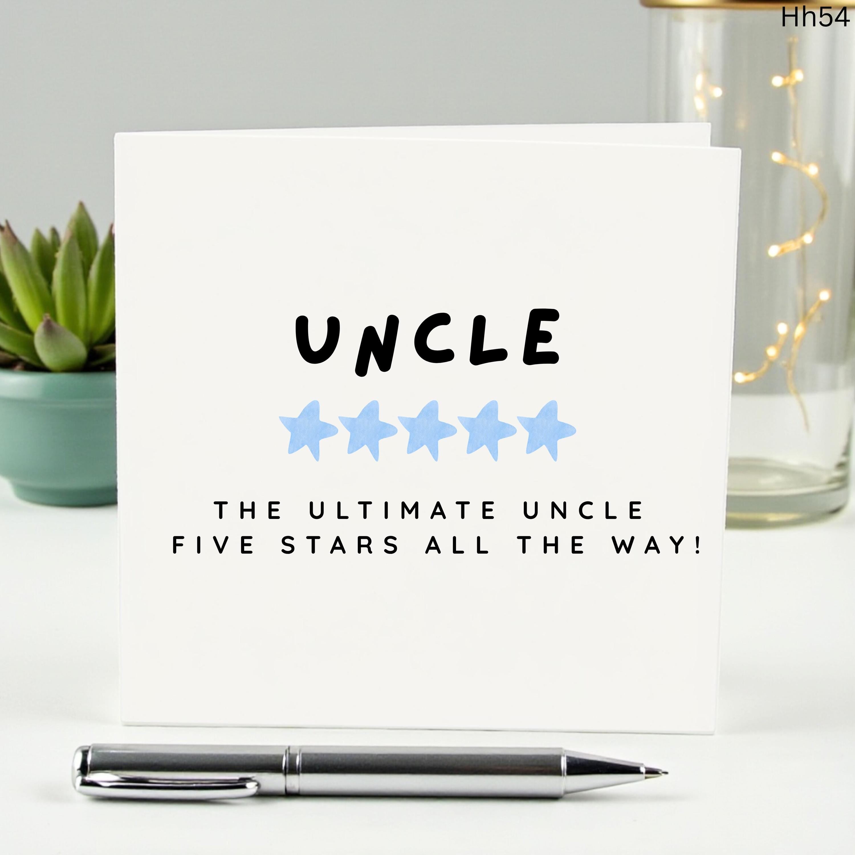 Funny Uncle Birthday Card - Five Star Rating The Ultimate Uncle Greeting Card - Best Uncle Ever Card From Niece or Nephew - 5 Star Gift