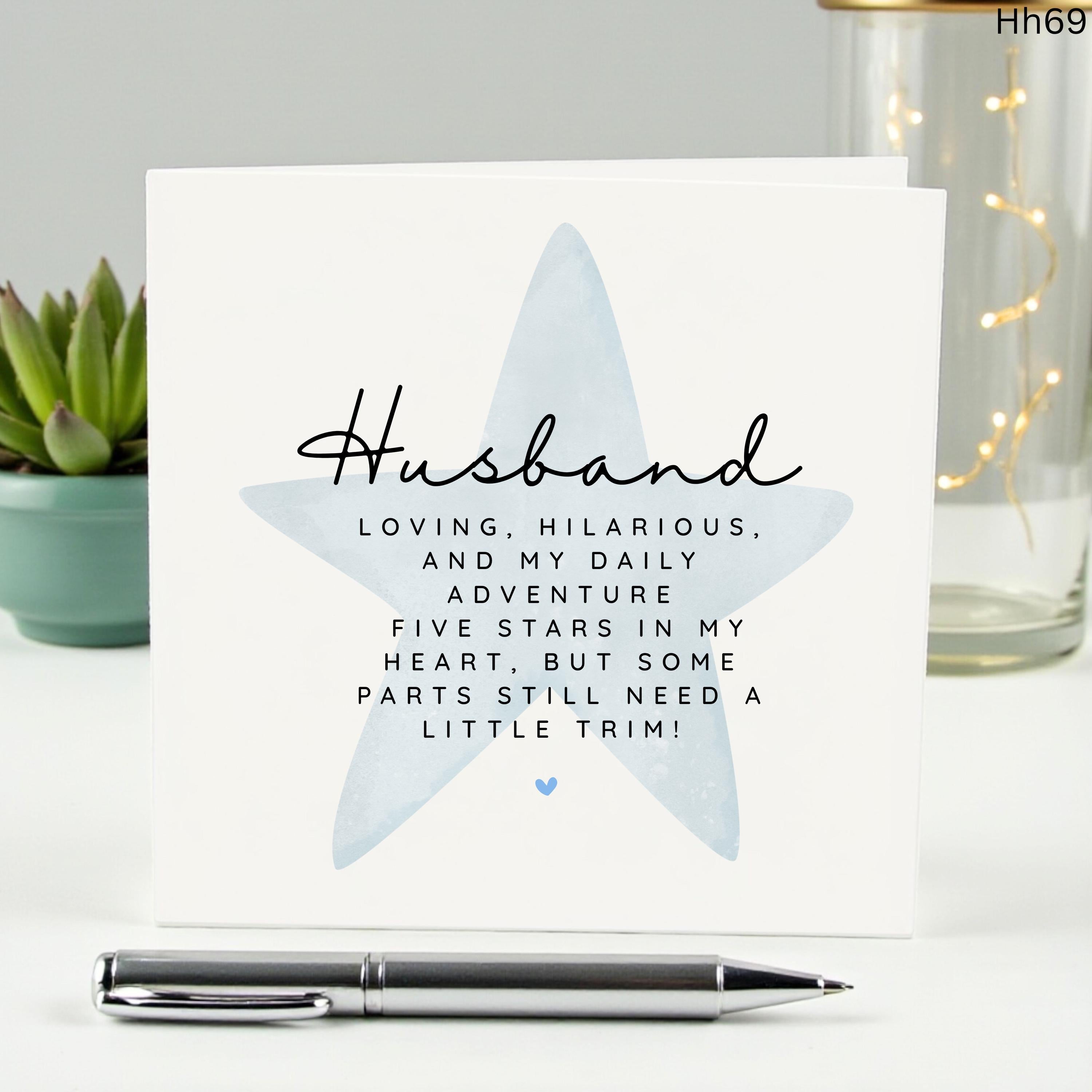 Husband Birthday Card Funny, Five Star Husband Anniversary Card, Sweet Grooming Joke for Him, Cute Daily Adventure Card, Husband Gift Idea