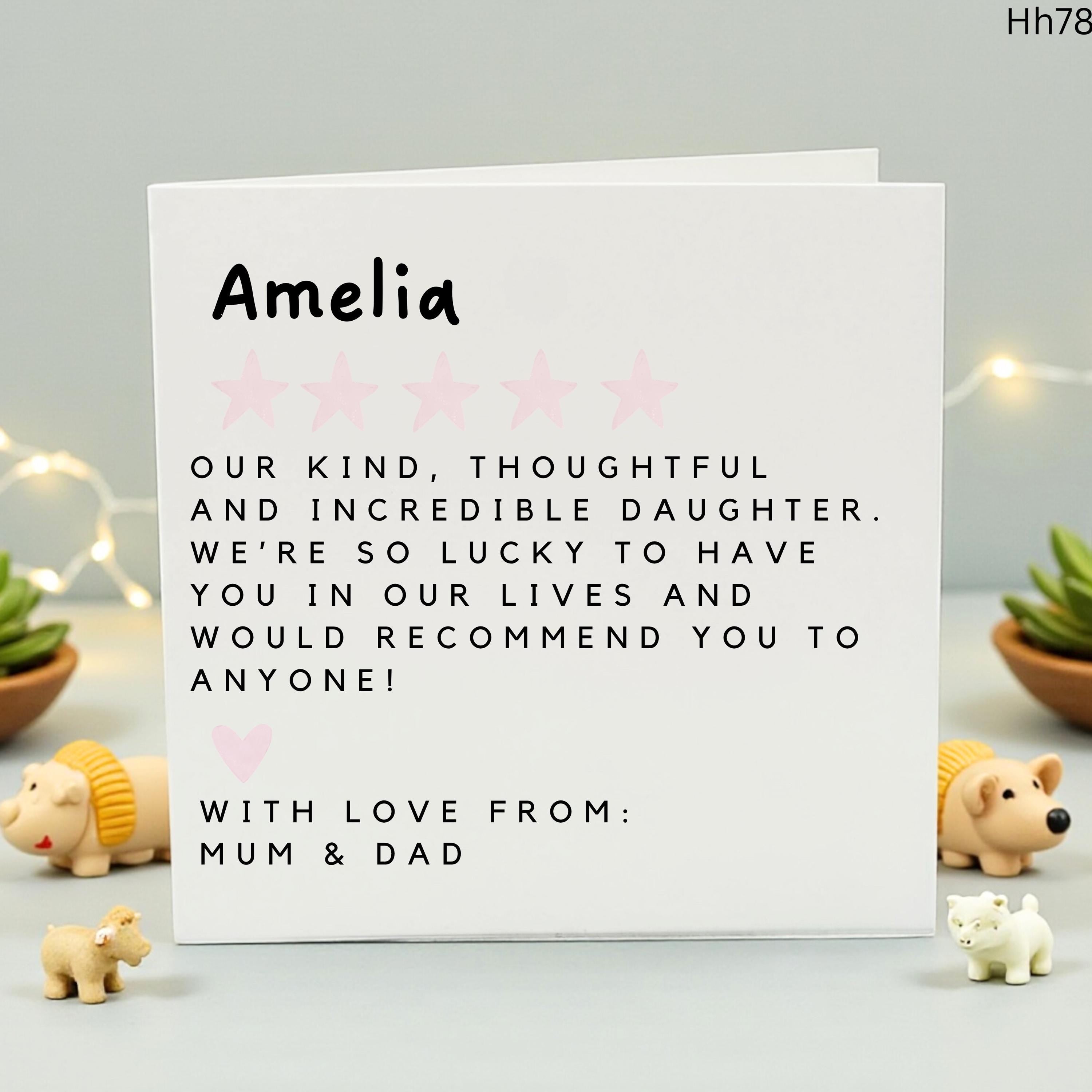 Personalized Daughter Birthday Card from Mum and Dad, Five Star Incredible Daughter Birthday Card, Custom Name Card for Her, Daughter Gift
