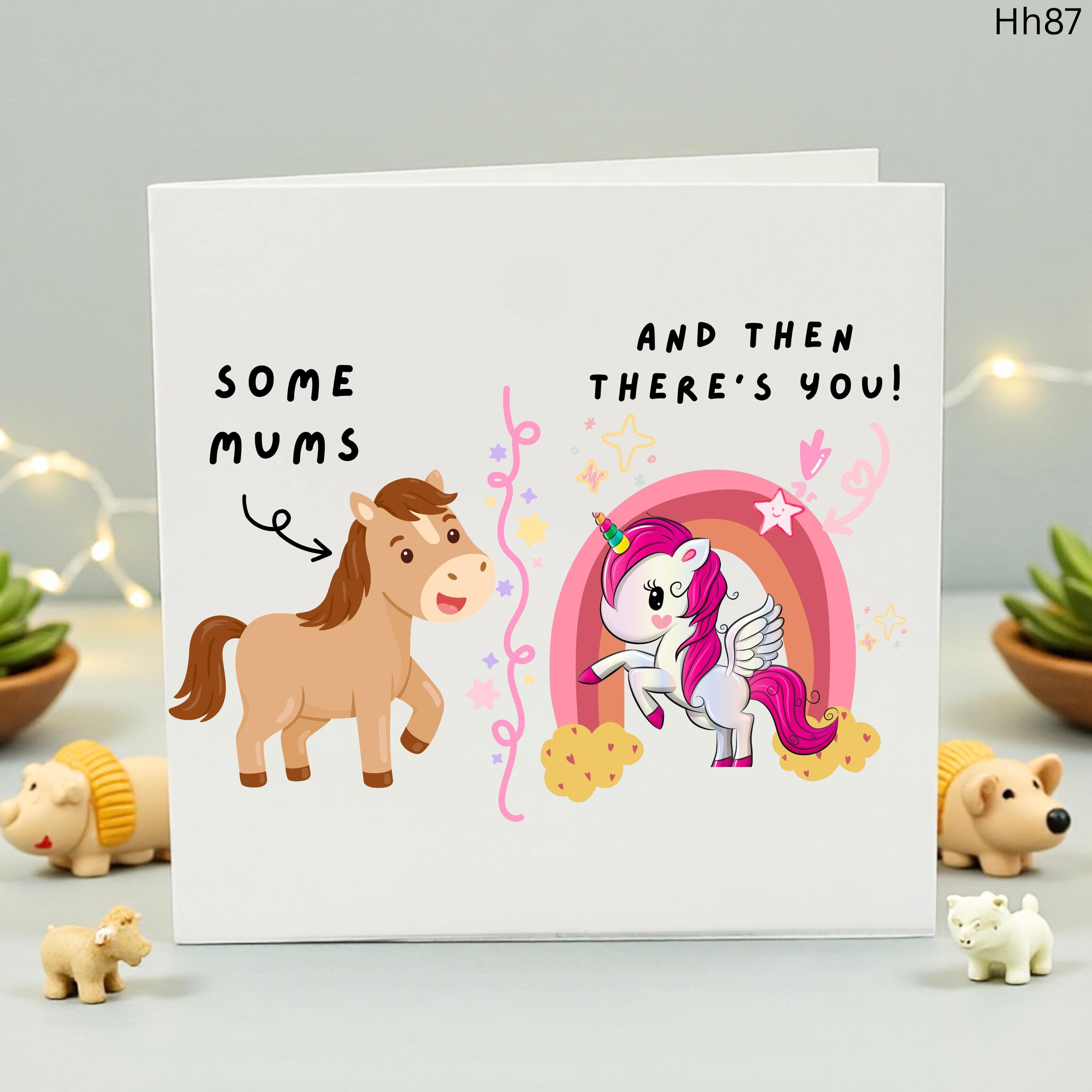 Unicorn Mum Birthday Card, Magical Mother’s Day Card, Cute Pony and Unicorn Card for Mom, Special Mummy Card, Fun Birthday Gift for Her