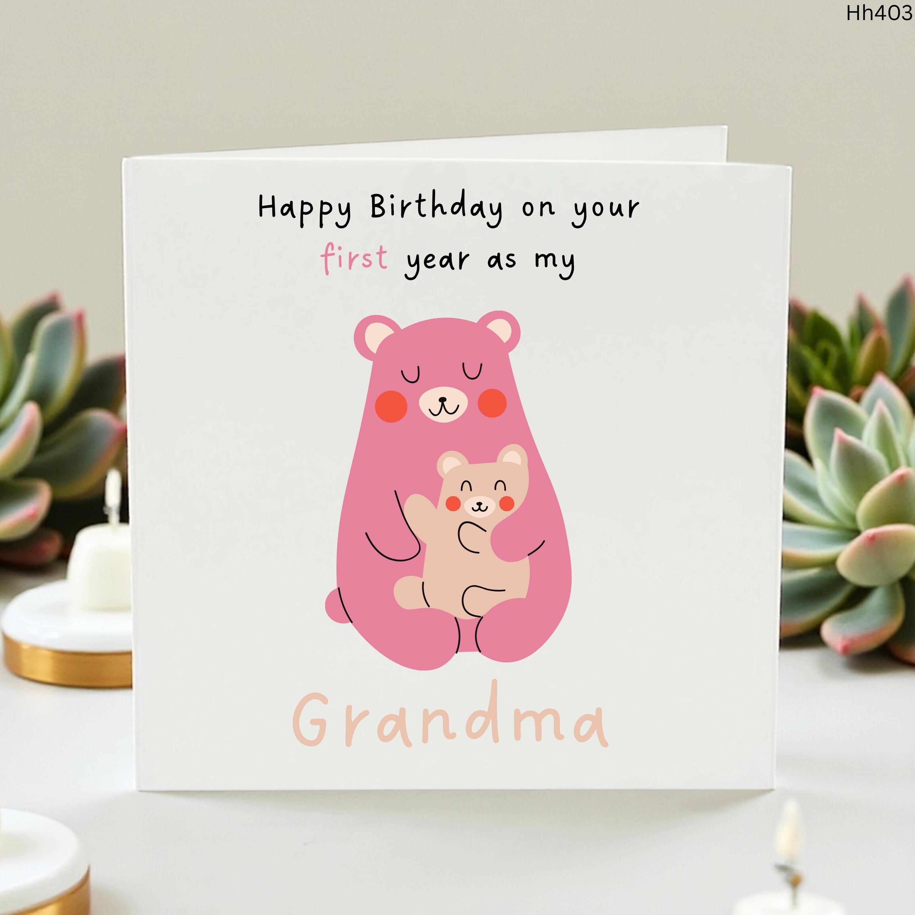 First Birthday As My Grandma Card, New Grandma Birthday Card, Cute Bear Grandchild Card, Personalised Grandma Gift