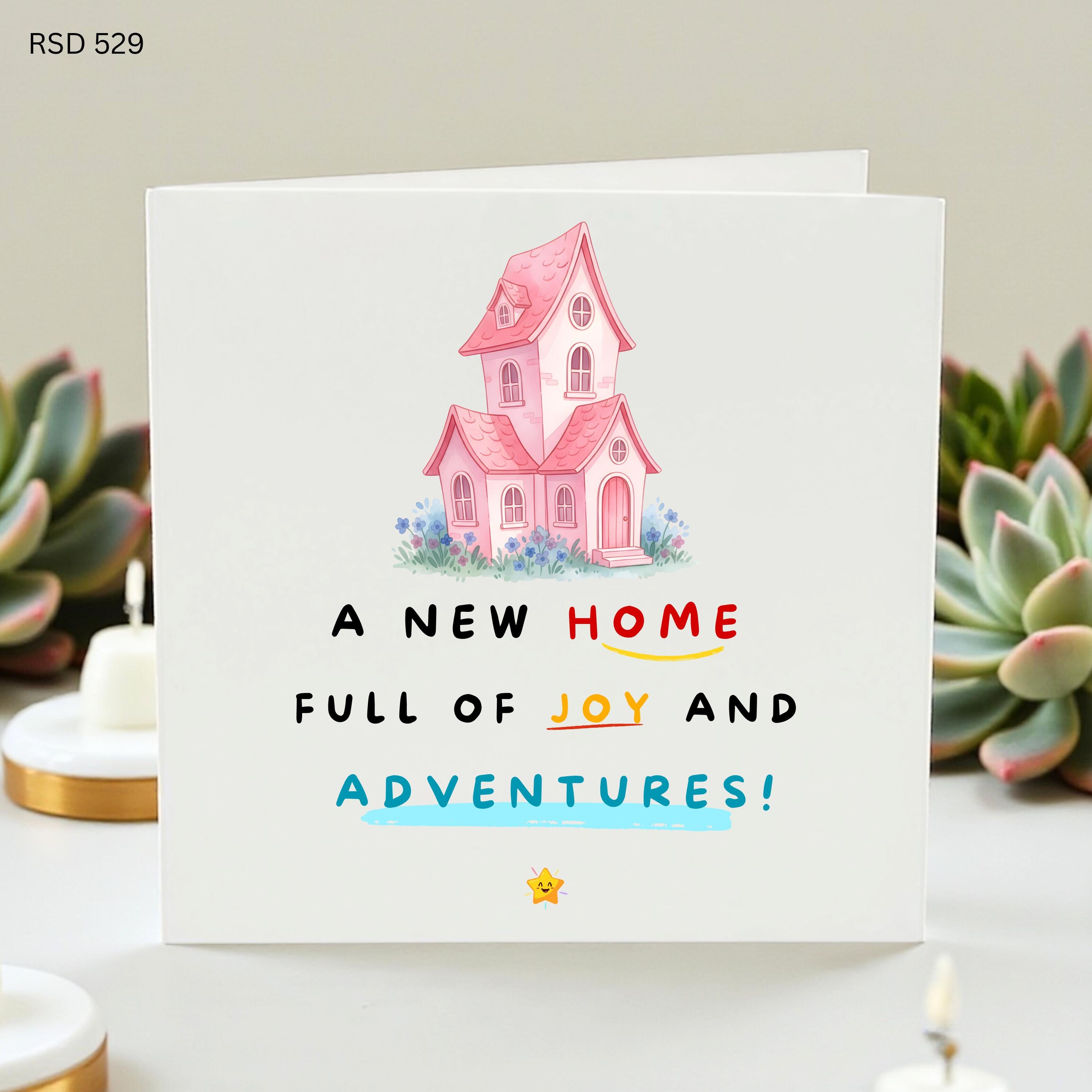New Home Card, Housewarming Card, Moving House Card, New House Gift, Pink House Card, Congratulations New Place Card