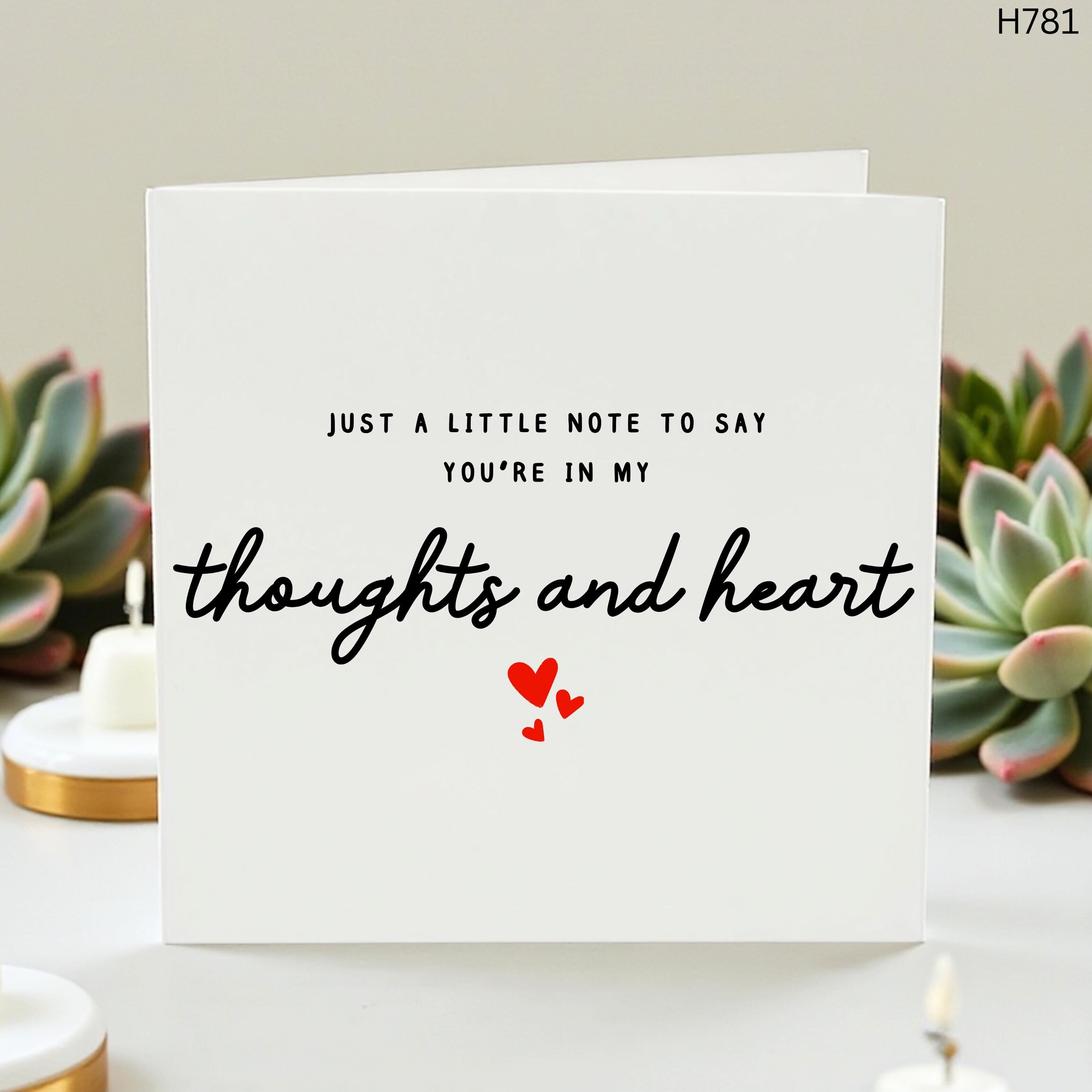 Thinking Of You Card, Sending Love Card, In My Thoughts Card, Sympathy Support Card, Just A Little Note Card, Heartfelt Friendship Card