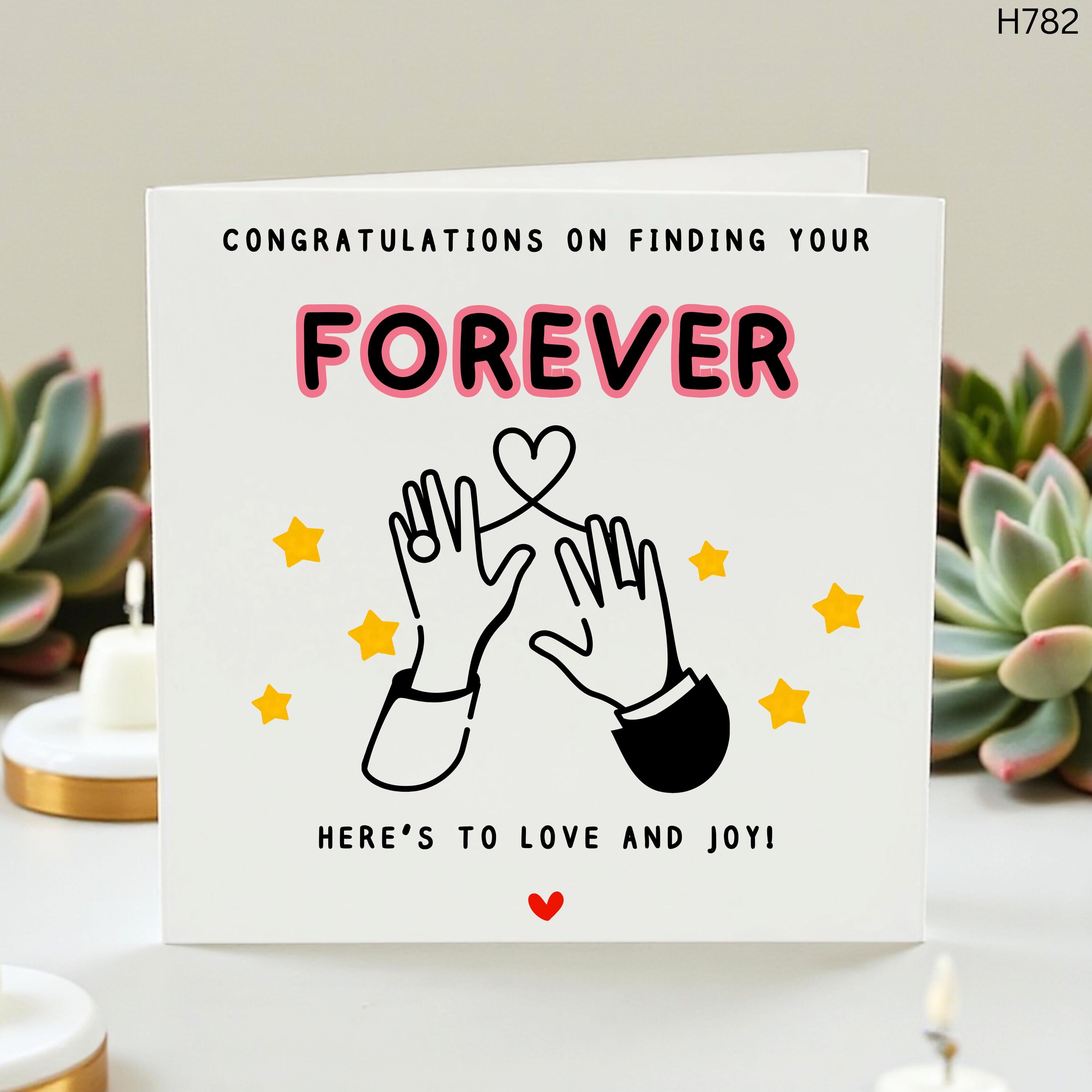 Engagement Congratulations Card, Finding Your Forever Card, Newly Engaged Couple Card, Love And Joy Wedding Card, Cute Forever Love Card