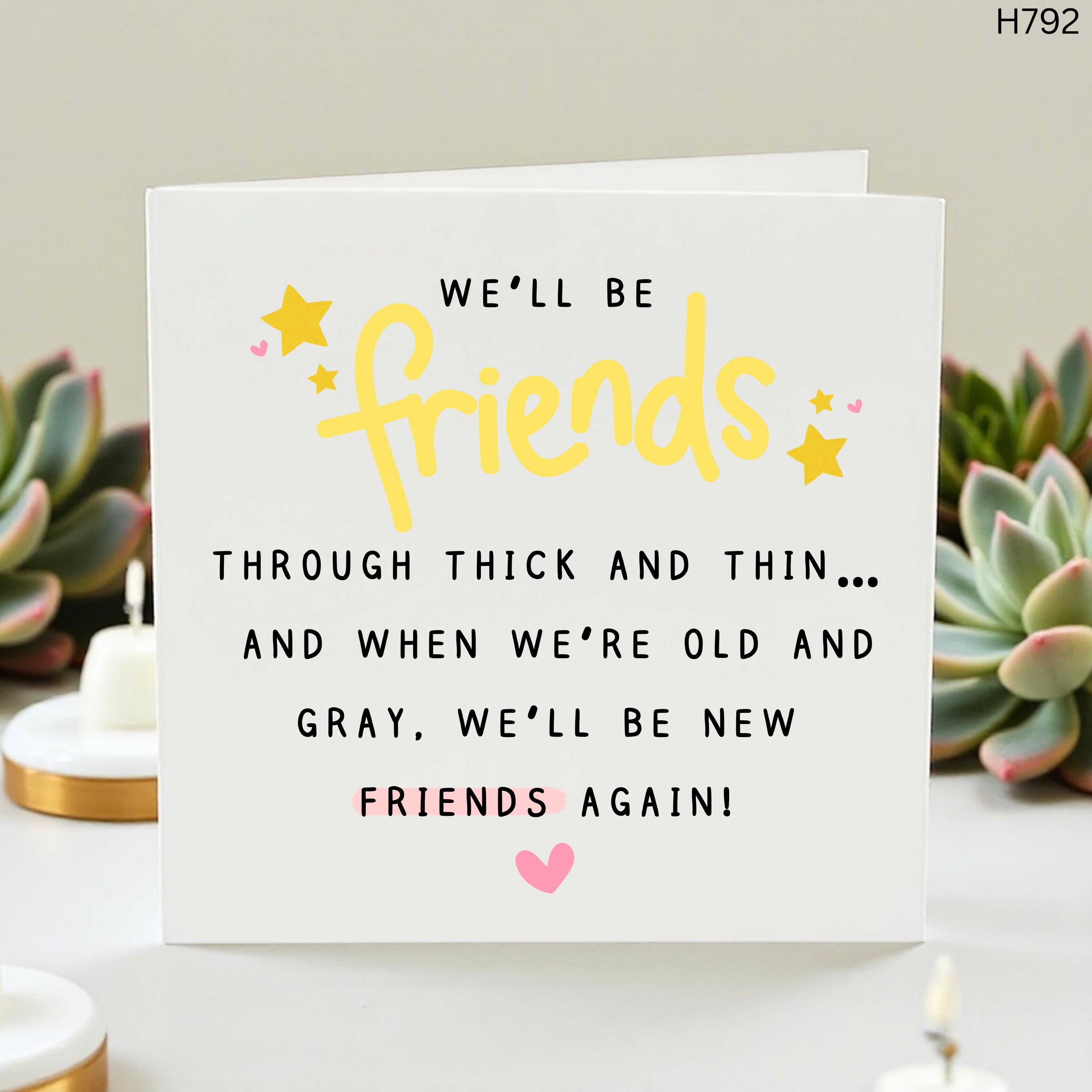 Funny Friendship Card, Best Friend Card, We’ll Be Friends Through Thick And Thin, Cute Bestie Birthday Card, BFF Gift