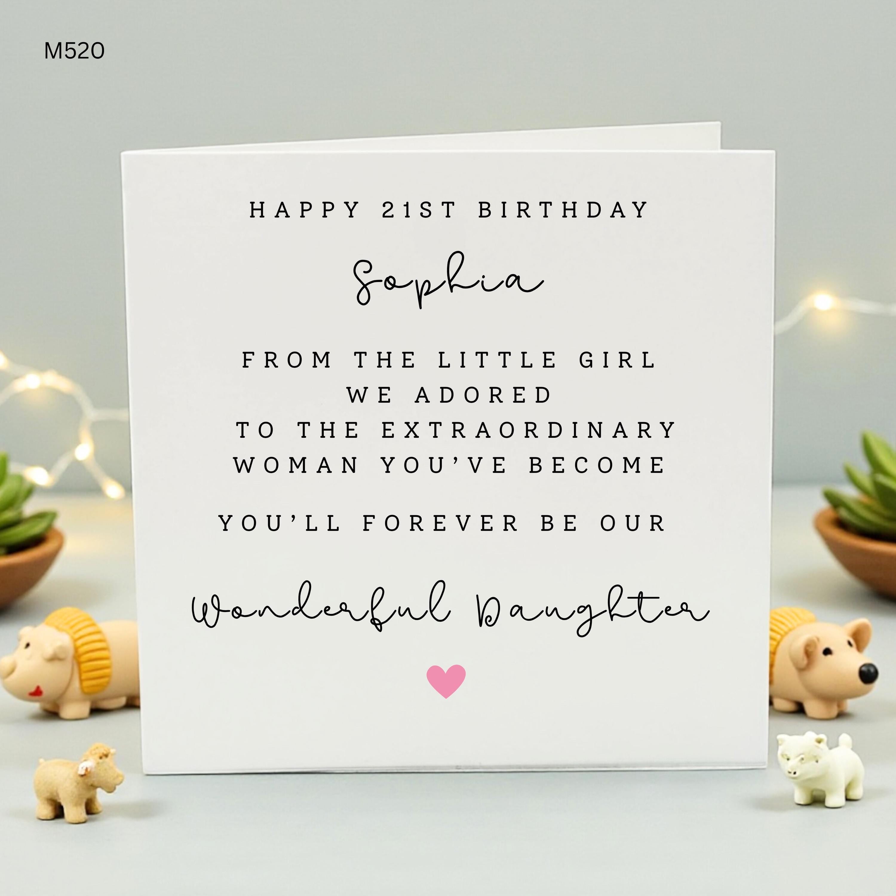 Personalized 21st Birthday Card for Daughter, Happy 21st Birthday Sophia, Twenty First Birthday Card from Mum and Dad, Special Daughter Gift
