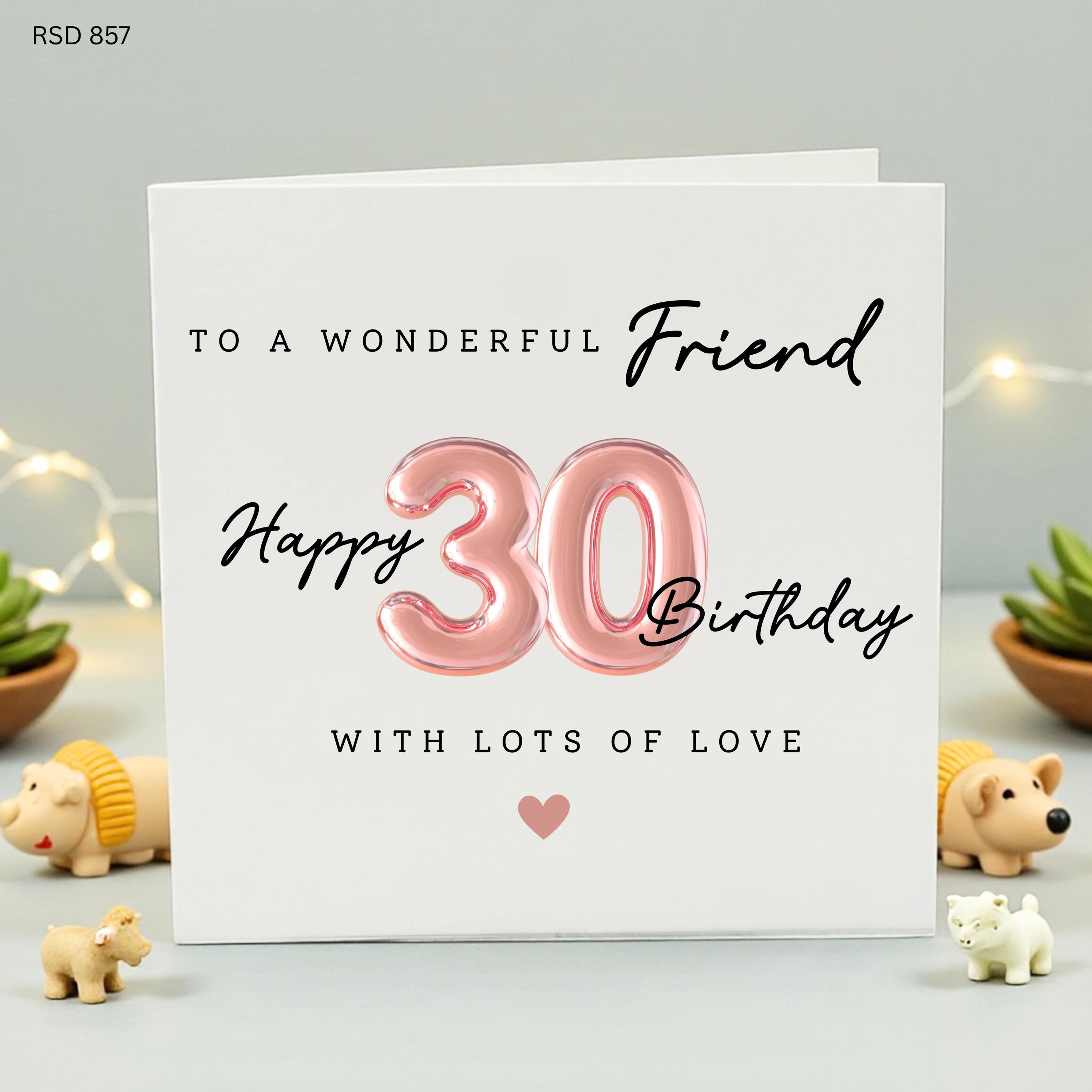 30th Birthday Card for Friend, Happy 30th Birthday Card For Her, Rose Gold Balloon Birthday Card, Thirtieth Birthday Gift, Card for Bestie