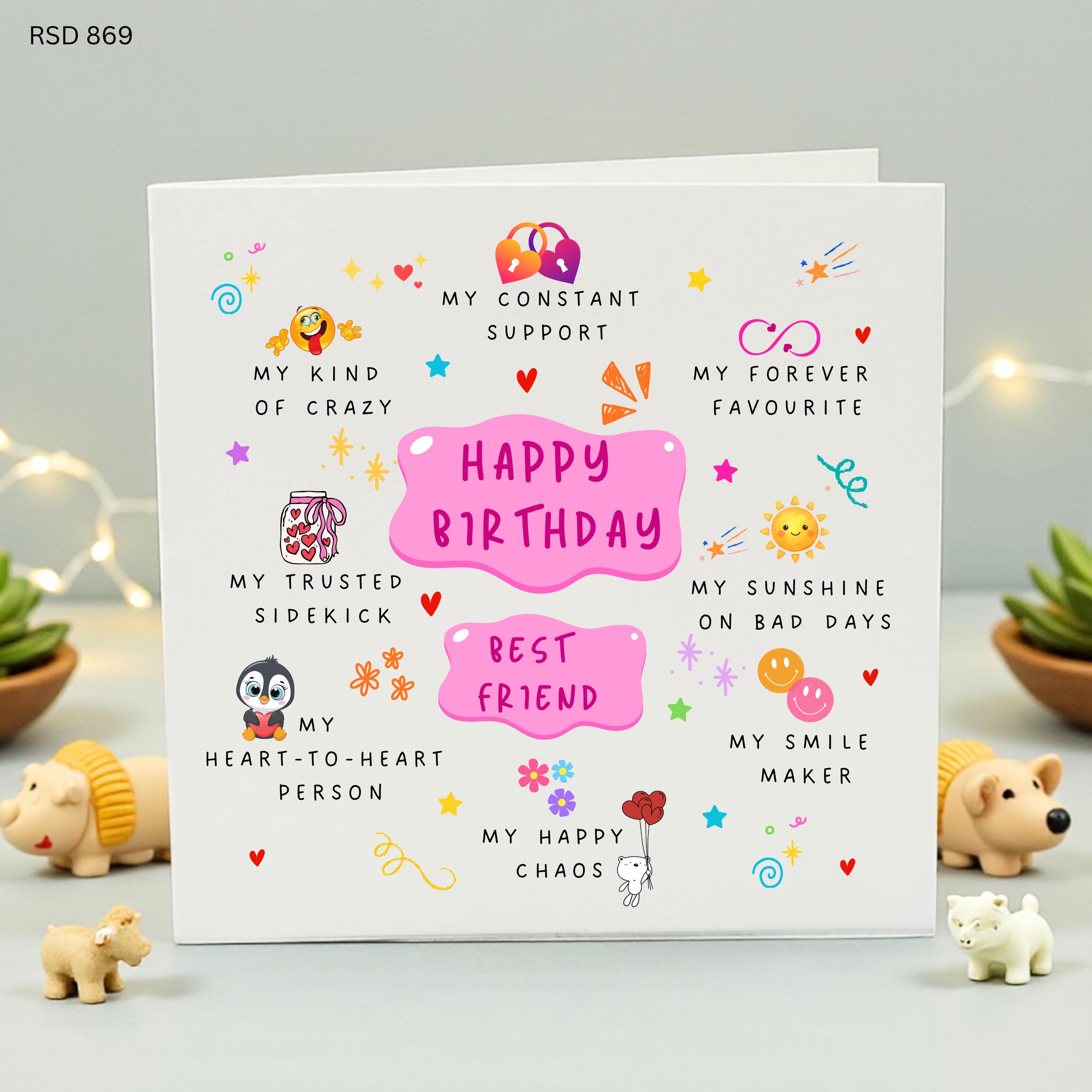 Best Friend Birthday Card for Her, Meaningful Birthday Gift for Bestie, Cute Heart-to-Heart Greeting Card for Sister, My Happy Chaos Card