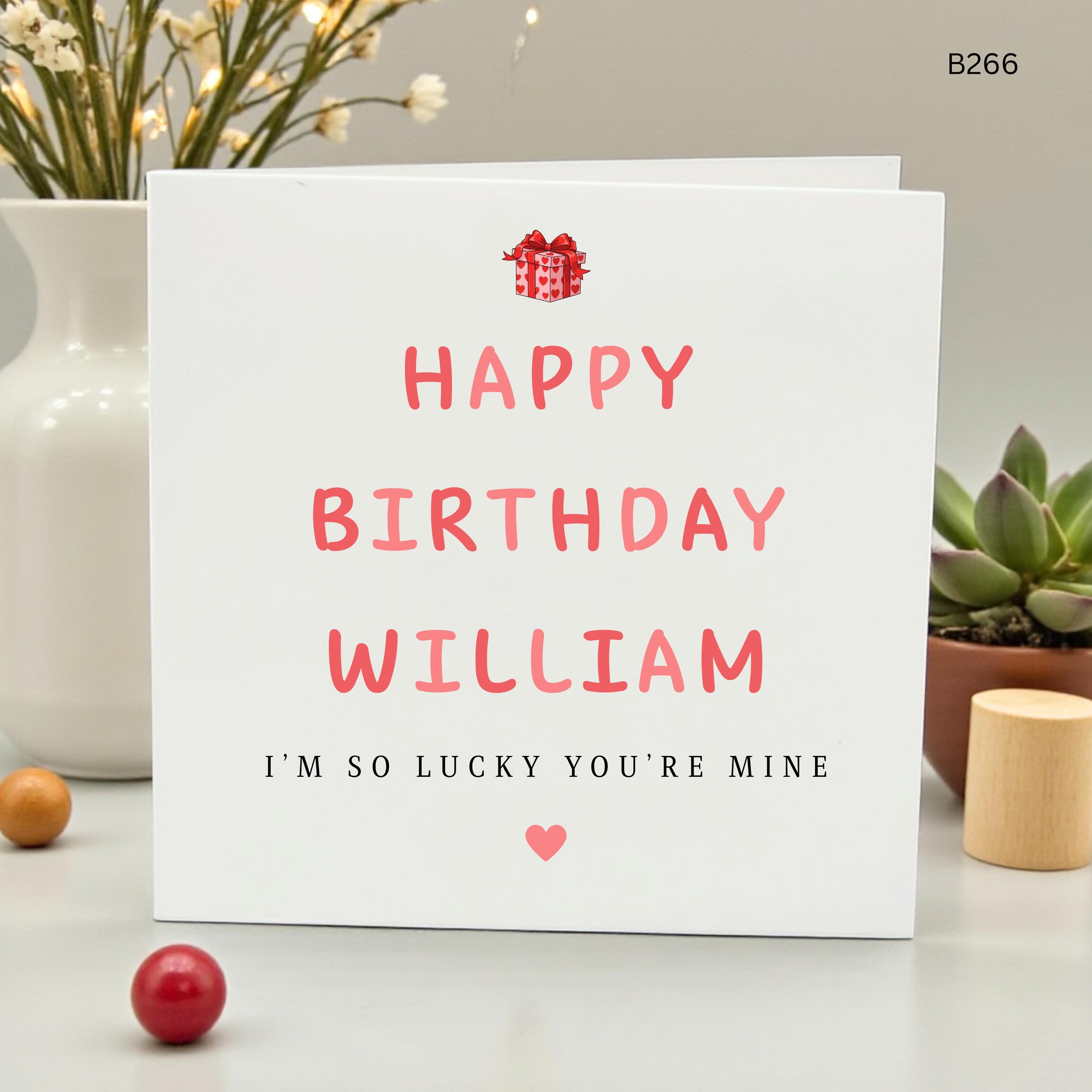 Personalized Happy Birthday Card for Him, Custom Name Greeting Card with Romantic Quote, Sentimental Birthday Gift for Boyfriend or Husband