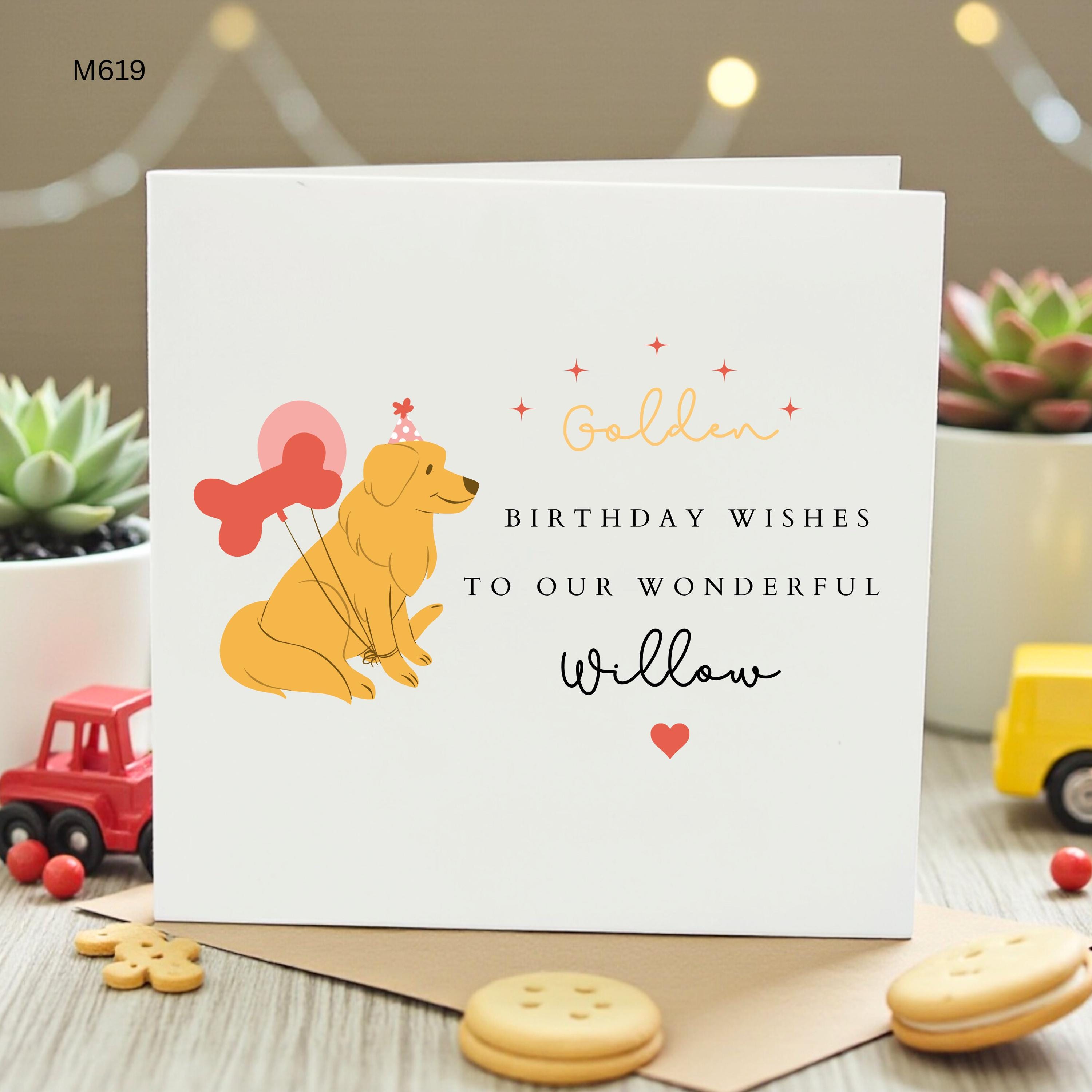 Golden Retriever Birthday Card Personalized Dog Card for Willow Cute Pet Birthday Gift Custom Dog Lover Greeting Card Happy Birthday Willow