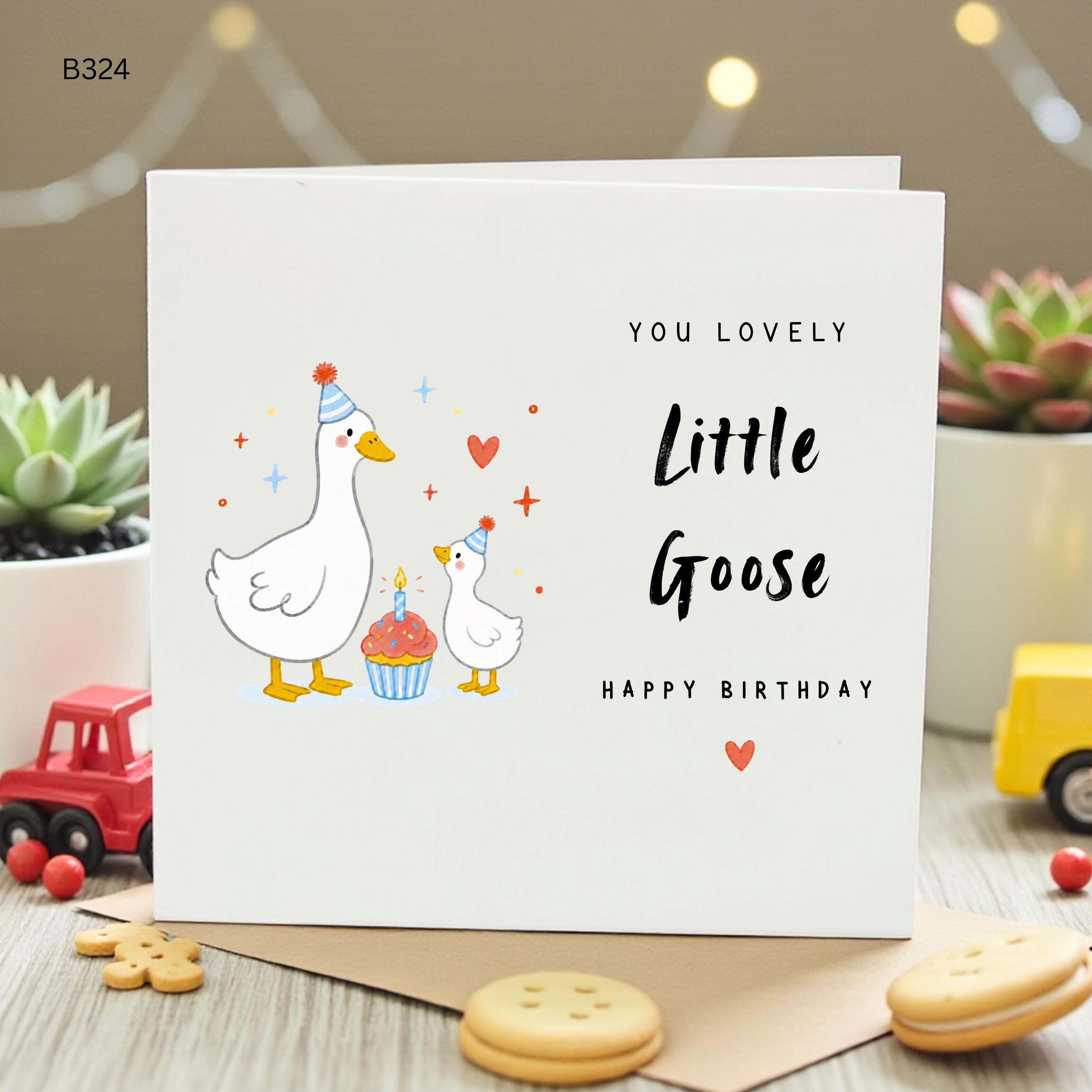 You Lovely Little Goose Birthday Card, Cute Silly Goose and Duck Birthday Card for Friends and Kids, Fun Animal Happy Birthday Card