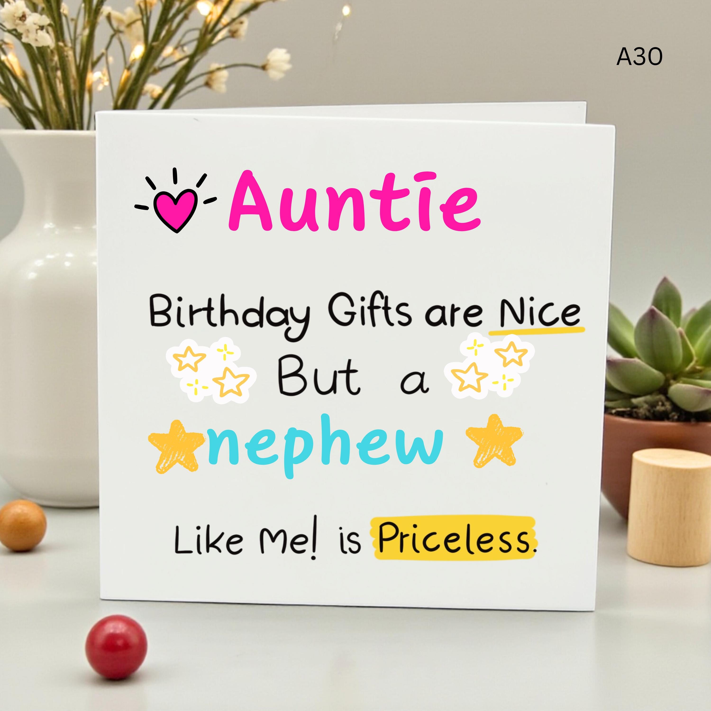Funny Auntie Birthday Card from Nephew Cute Aunt Birthday Gift Sarcastic Greeting Card for Auntie Joke Card from Nephew Family Humor