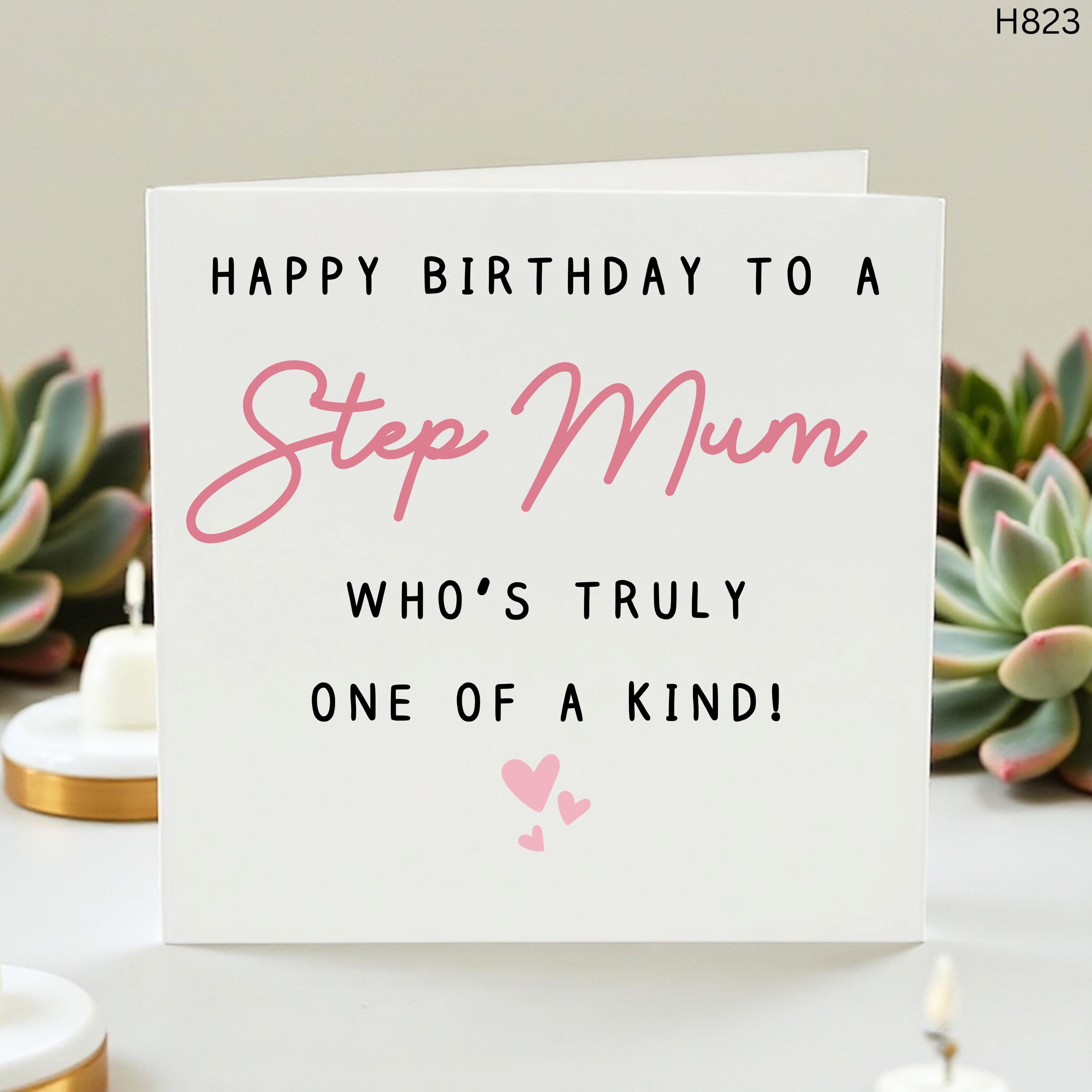 Personalised Step Mum Birthday Card, Happy Birthday Stepmum Card, Bonus Mum Card From Daughter Son, One Of A Kind Step Mum Gift