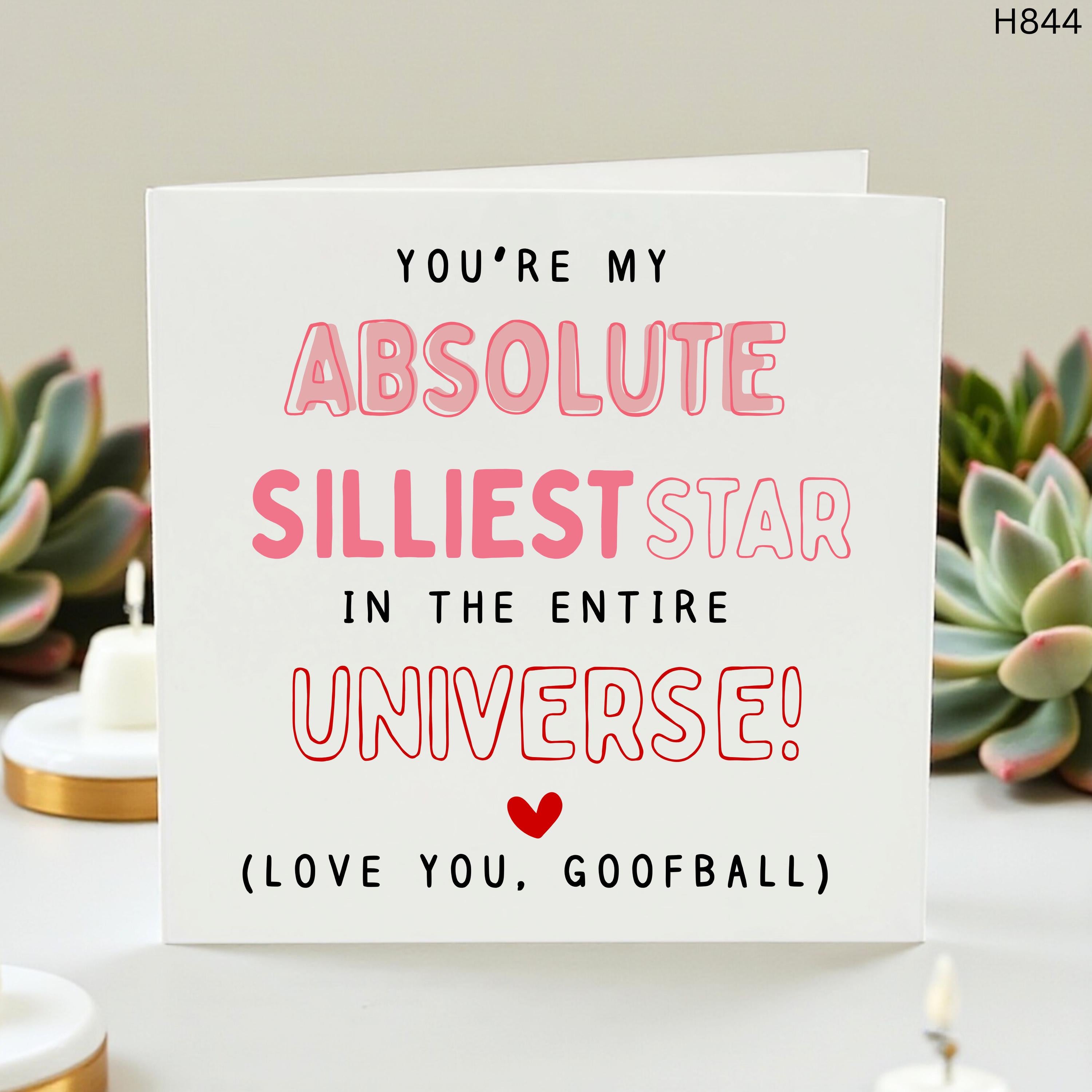 Funny Love Card for Boyfriend Girlfriend, Absolute Silliest Star Card, Cute Romantic Card for Partner Husband Wife Anniversary