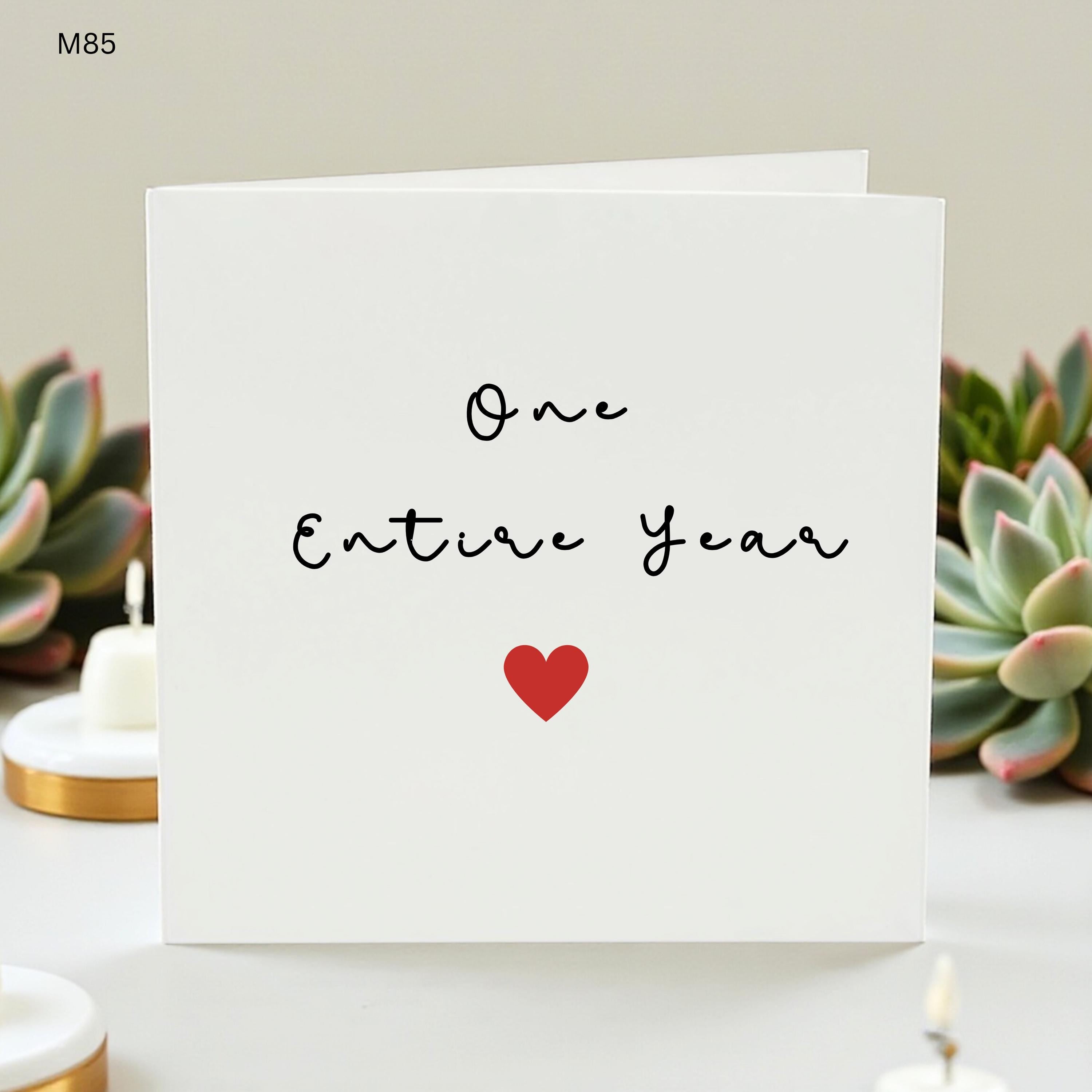 One Entire Year Card, Minimalist First Anniversary Card, Cute One Year Together Card For Boyfriend Girlfriend Husband Wife