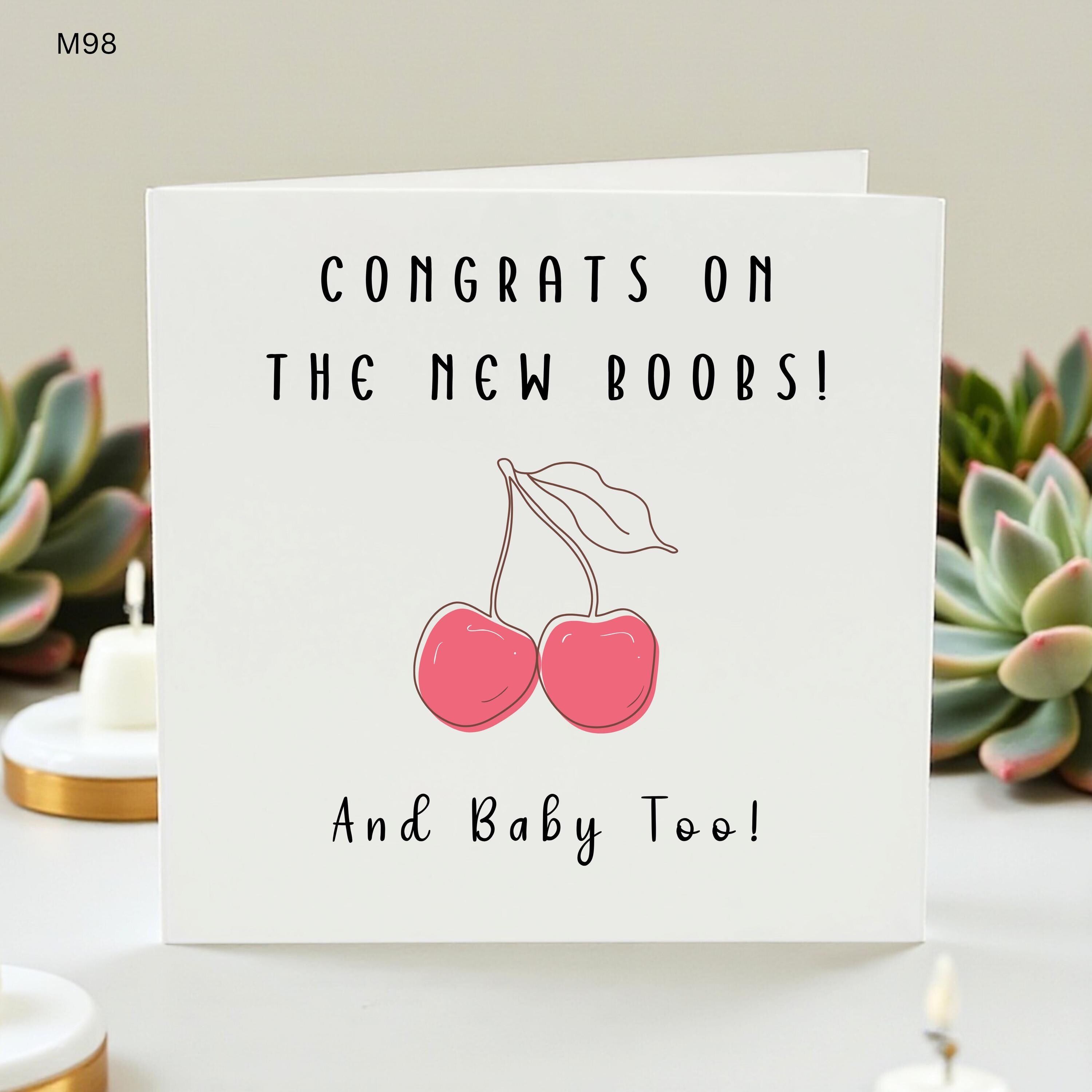 Funny Pregnancy Card, Congrats On The New Boobs And Baby Too Card, Baby Shower Card, Mum To Be Card, Cheeky New Baby Card