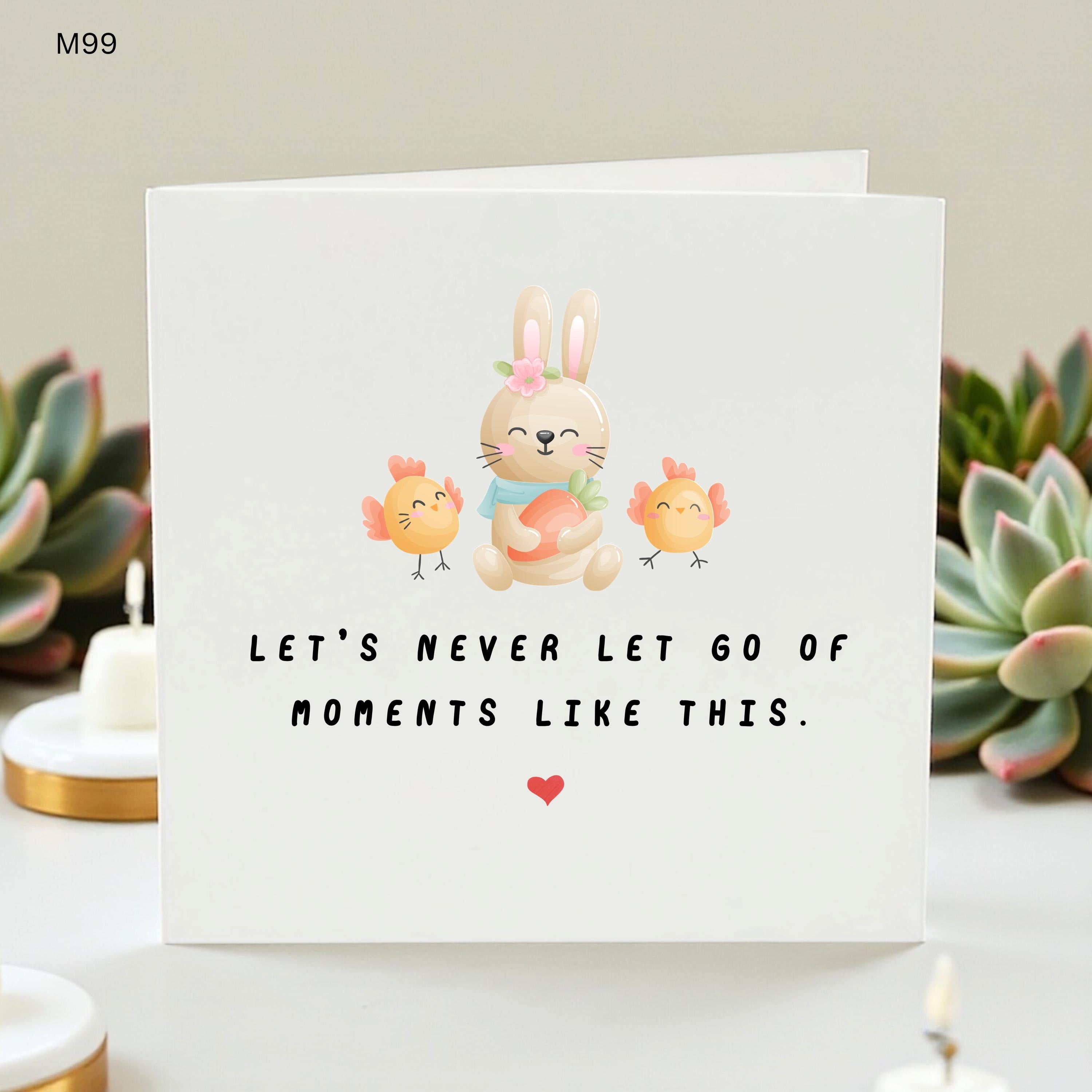 Cute Bunny Love Card, Let’s Never Let Go Card, Romantic Card For Partner, Anniversary Card, Thinking Of You Friendship Card
