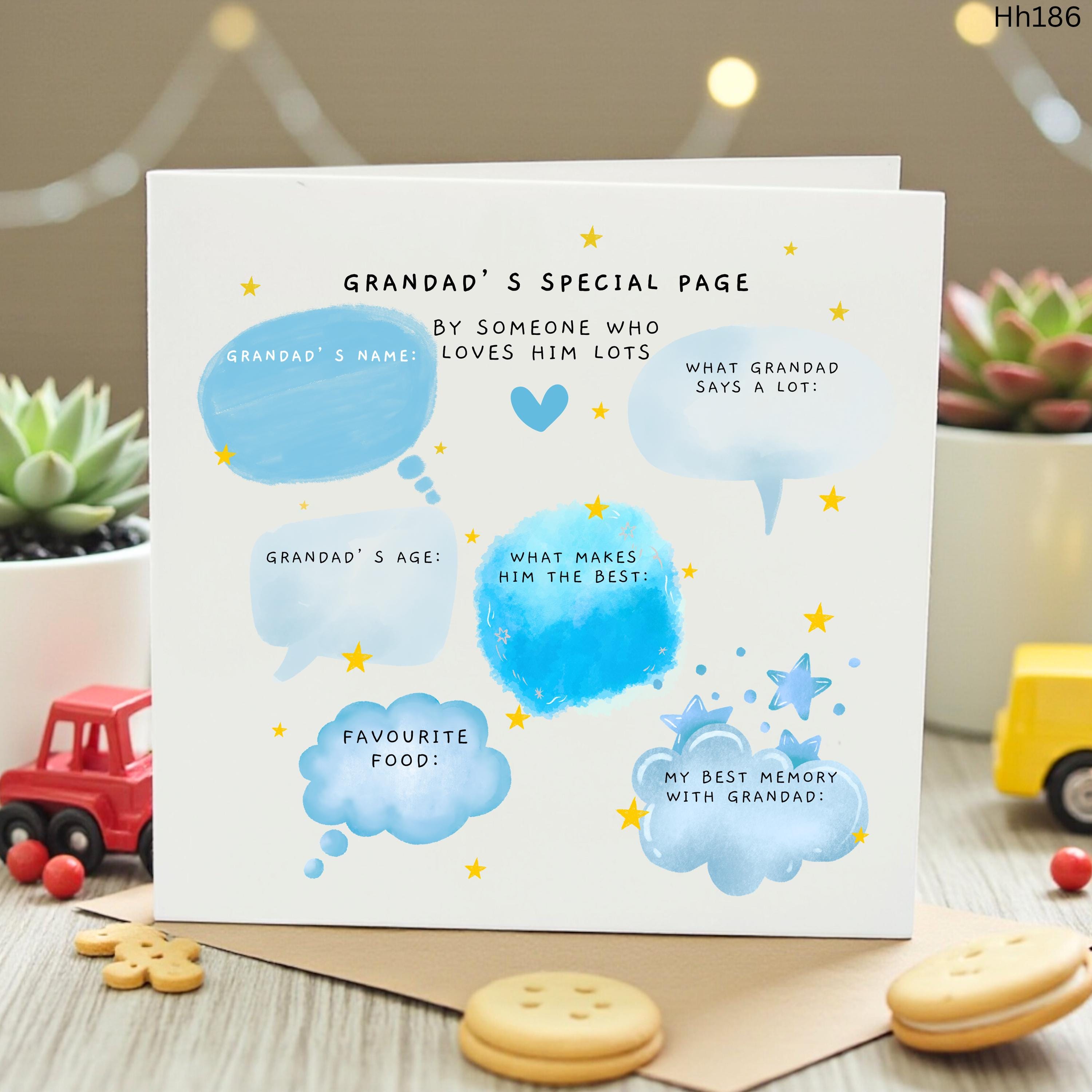Personalized Grandad Birthday Card from Grandkids | Fill in the Blank Grandpa Interview Questionnaire Card | Cute Toddler Keepsake Gift