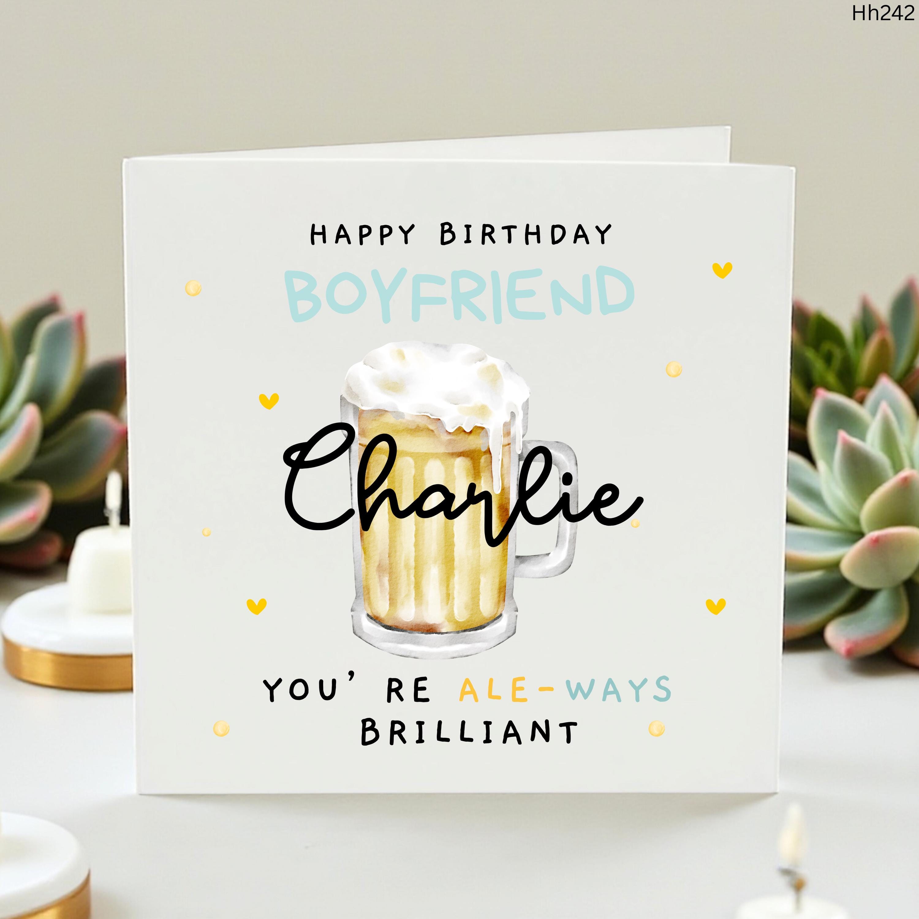Personalized Boyfriend Birthday Card, Custom Beer Birthday Card for Him, Funny Ale Ways Brilliant Card for , Beer Lover Gift, Card