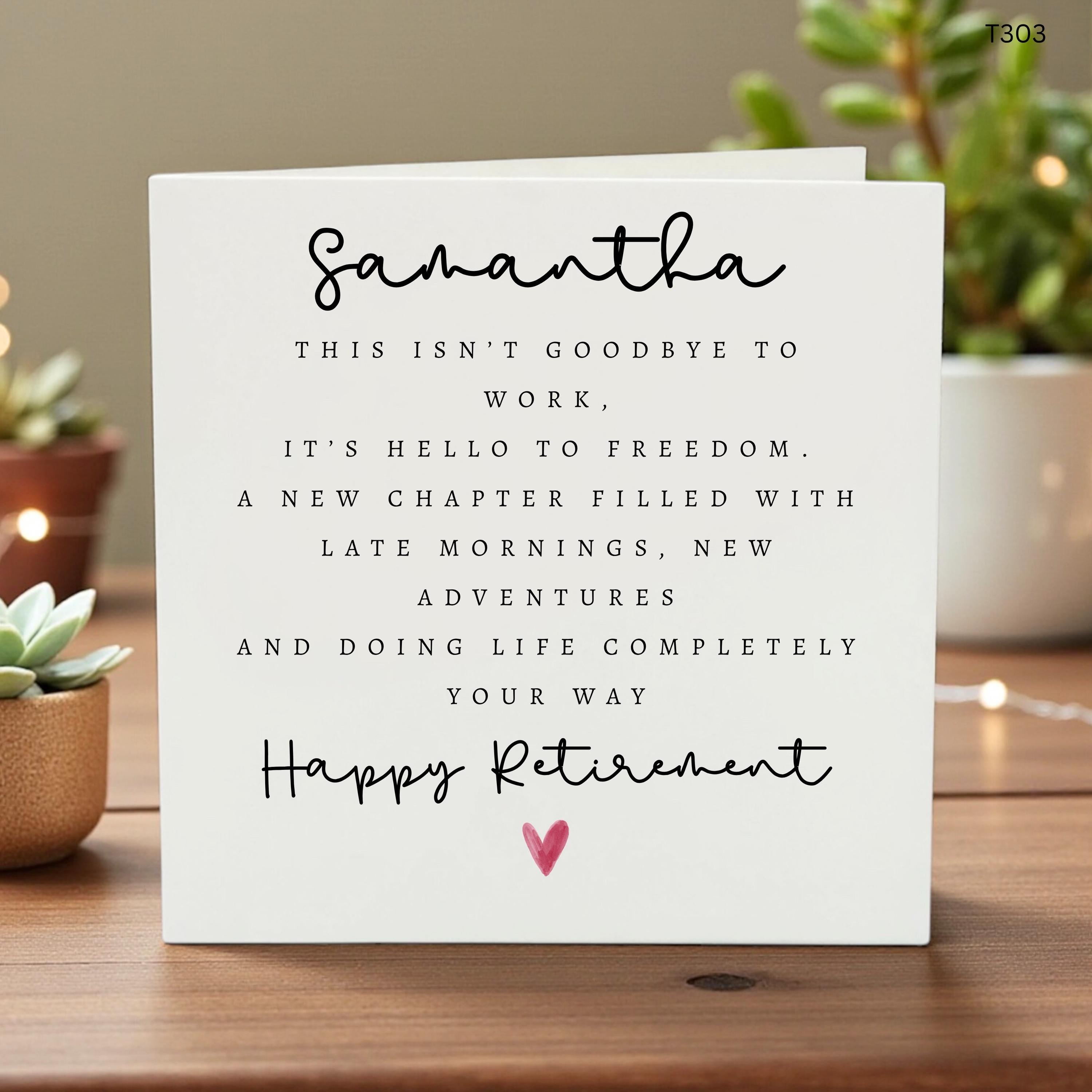 Personalised Retirement Card, Elegant Happy Retirement Card for Her or Him, Custom Name Retirement Card, New Chapter Card, Minimalist