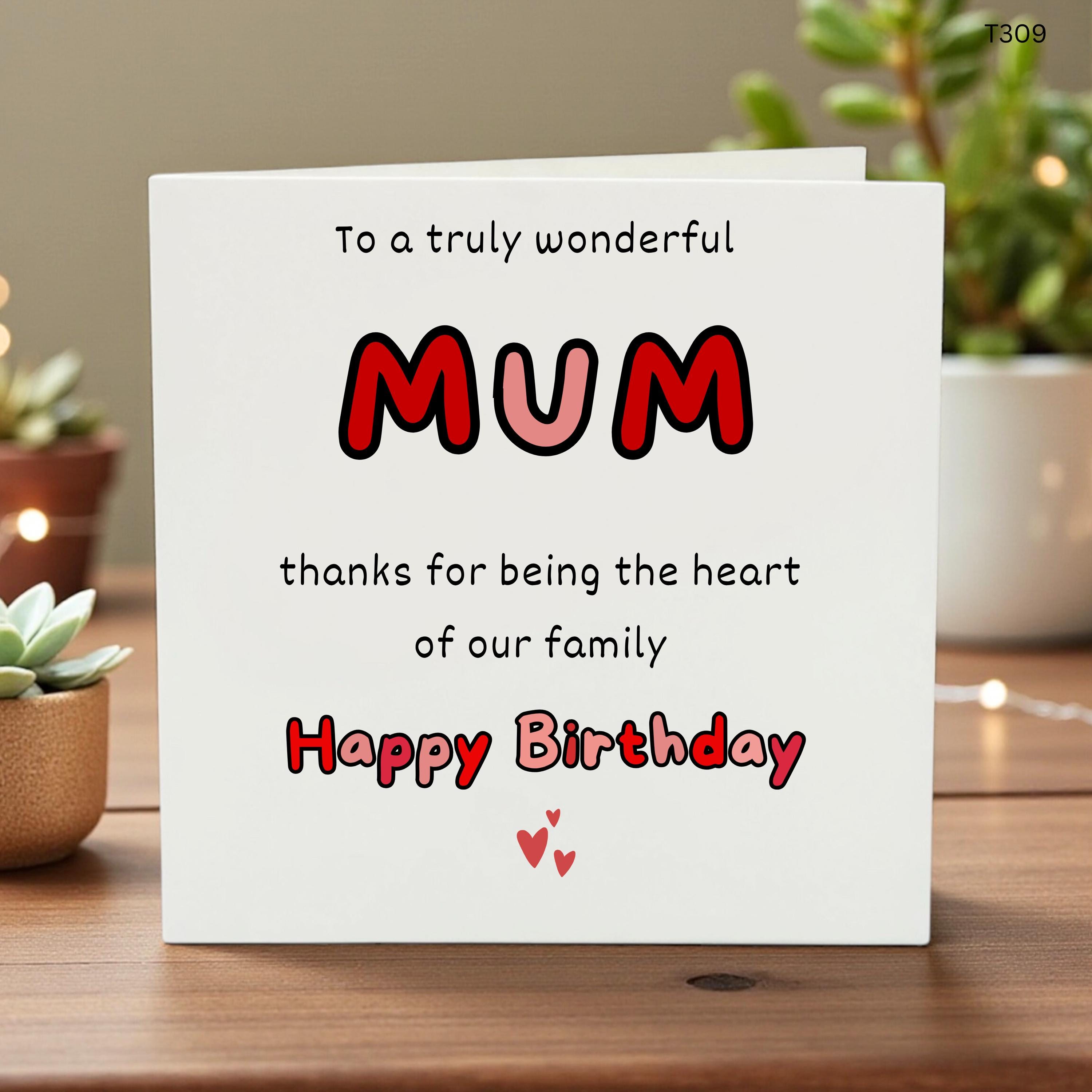 Happy Birthday to Wonderful Mum, Cute Birthday Greeting Card for Mum, Funny Birthday Card for Mum