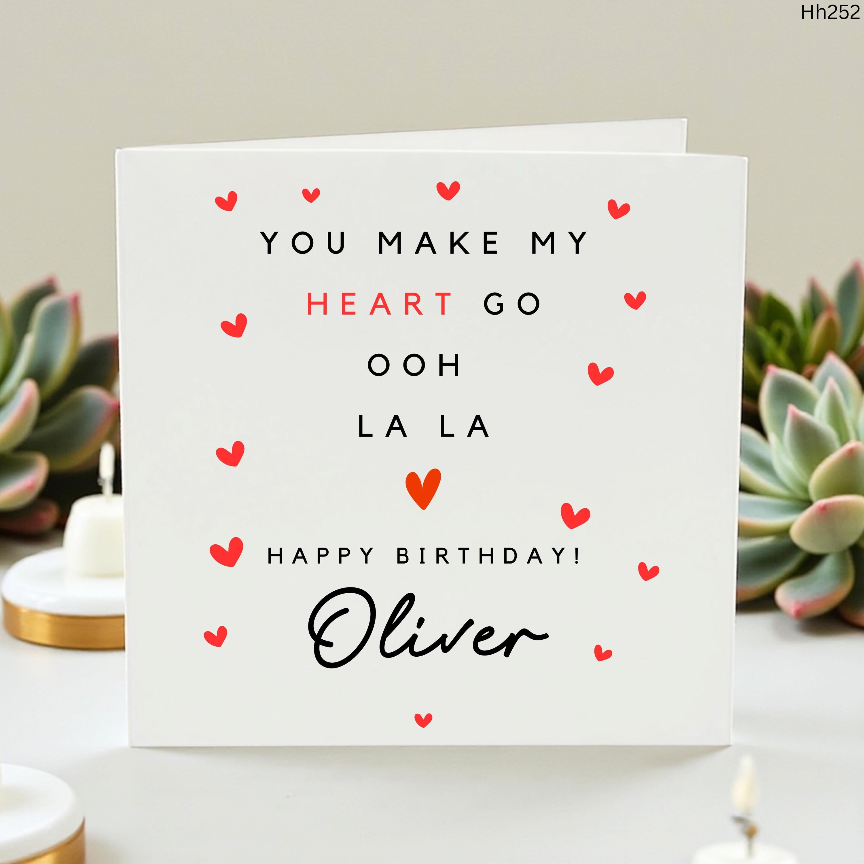Personalized Boyfriend Birthday Card Cute Heart Ooh La La Greeting Card for Husband Custom Name Birthday Card for Him Romantic Love Birthday